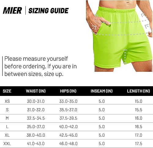 Miniatura 7 de MIER Pantalones cortos deportivos para hombre, para correr, gimnasio, entrenamiento, 5 pulgadas, de secado rápido, pantalones cortos ligeros con