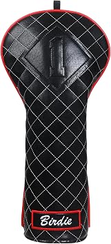 Golf Club Wood Head covers for Driver/Fairway/Hybrid 1FH Elastic Closure Black PU Leather Birdie