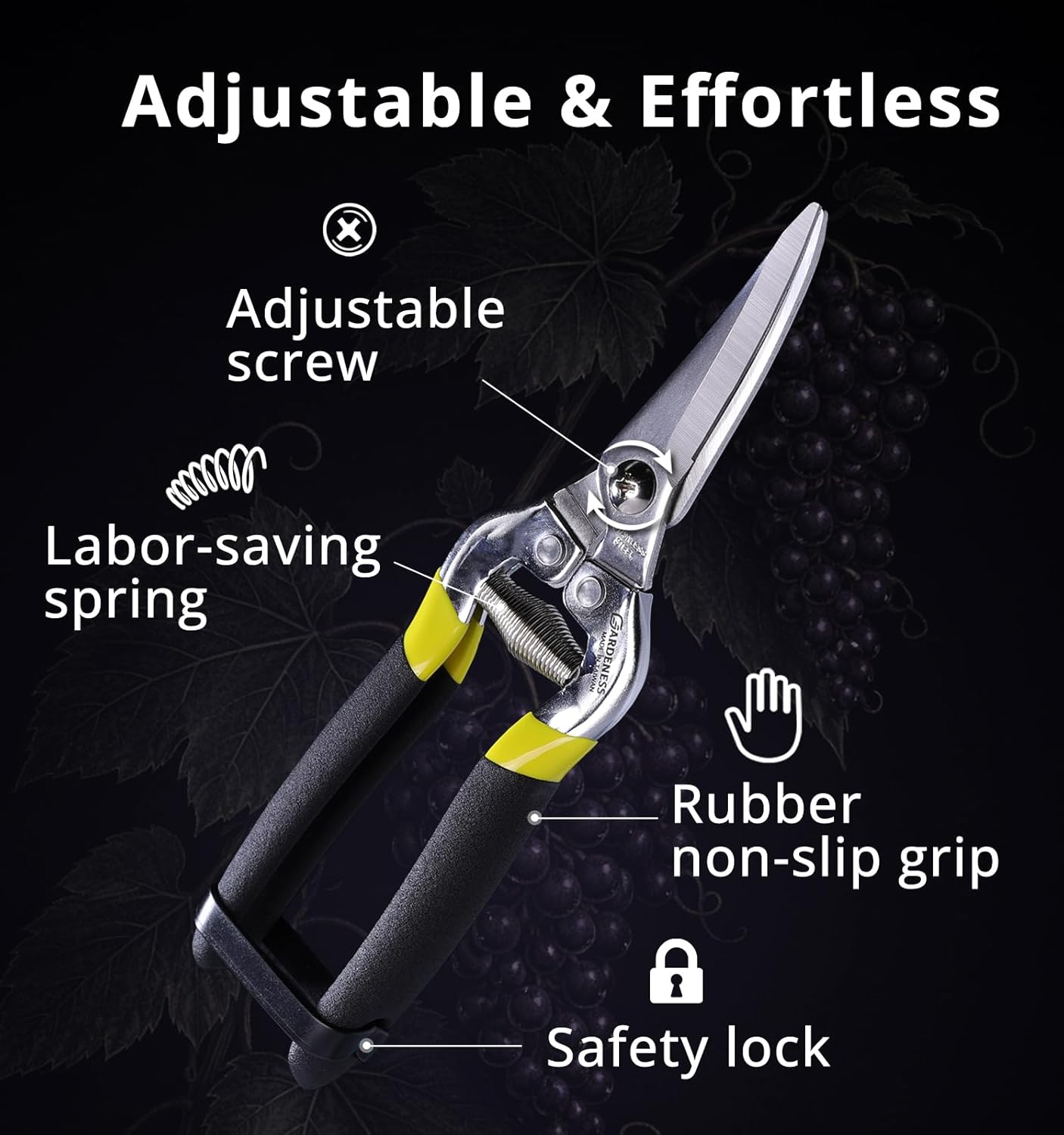 Gardeness Gardening Scissor 12 PCS Curved Stainless Steel Serrated Blade Pruning Shear, harvest shears picking shears Pruning Snip Harvesting Fruit Picking, Mandarins, Lemons and Grape