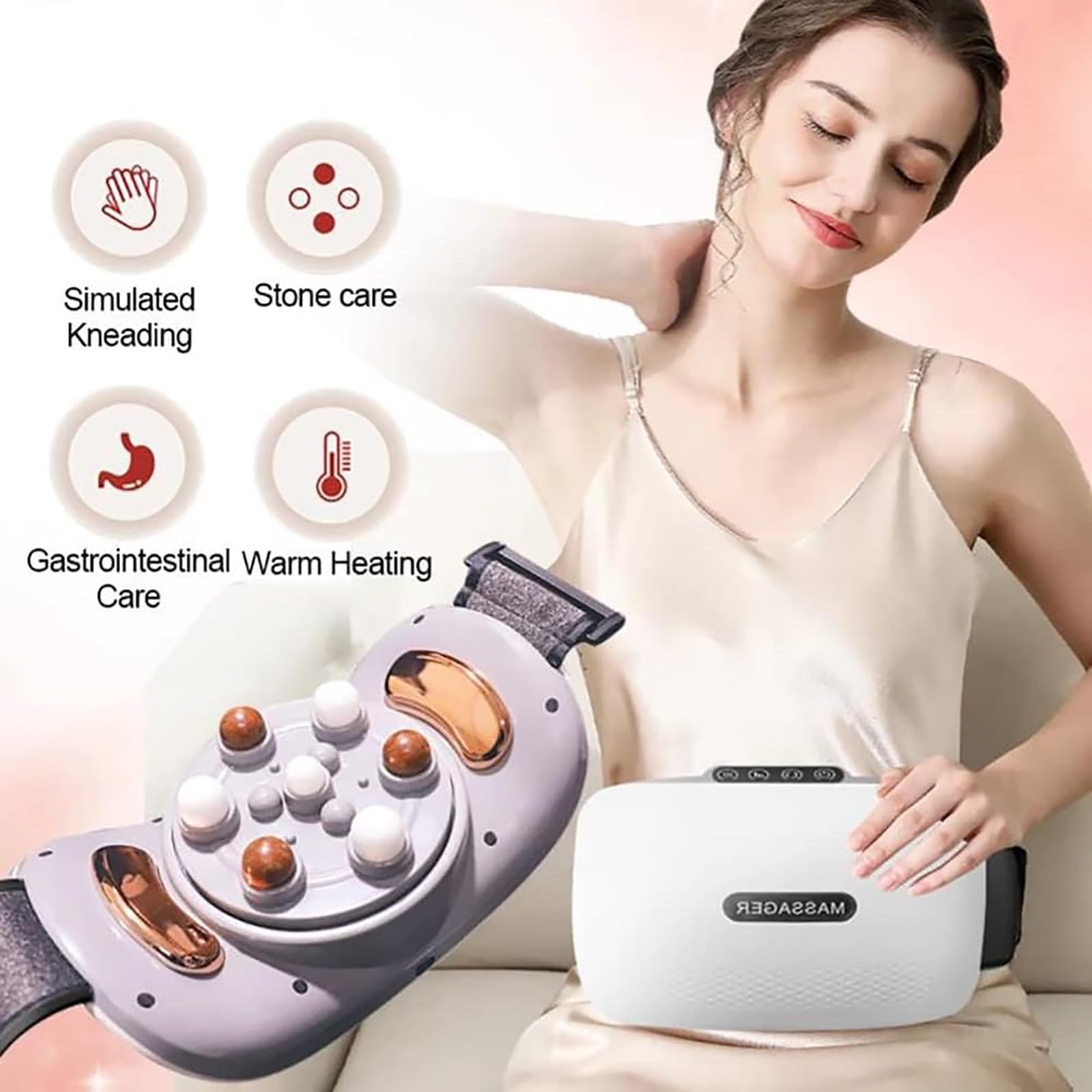 Masseur Abdominal Électrique, Masseur De Cellulite Abdominale, Ceinture Amincissante Sans Fil, 5 Modes Et 3 Niveaux D'intensité Réglables, Pétrissage Shiatsu 3D Pour Des Problèmes Comme L'indigestion