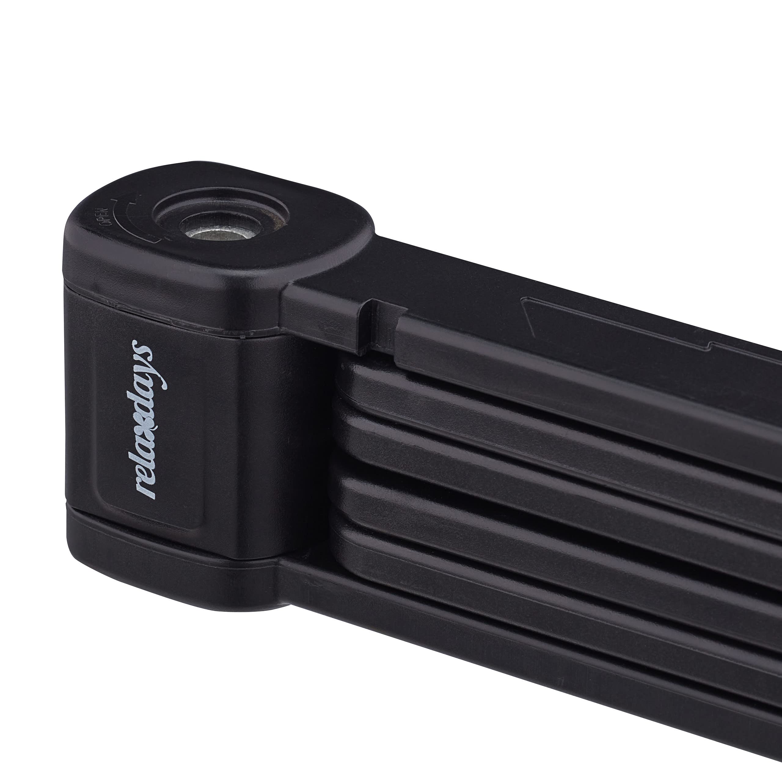 Relaxdays Lucchetto da Bici Pieghevole, Lock per Biciclette con Supporto su Telaio, 2 Chiavi, Lungo 85 cm, Acciaio, Nero