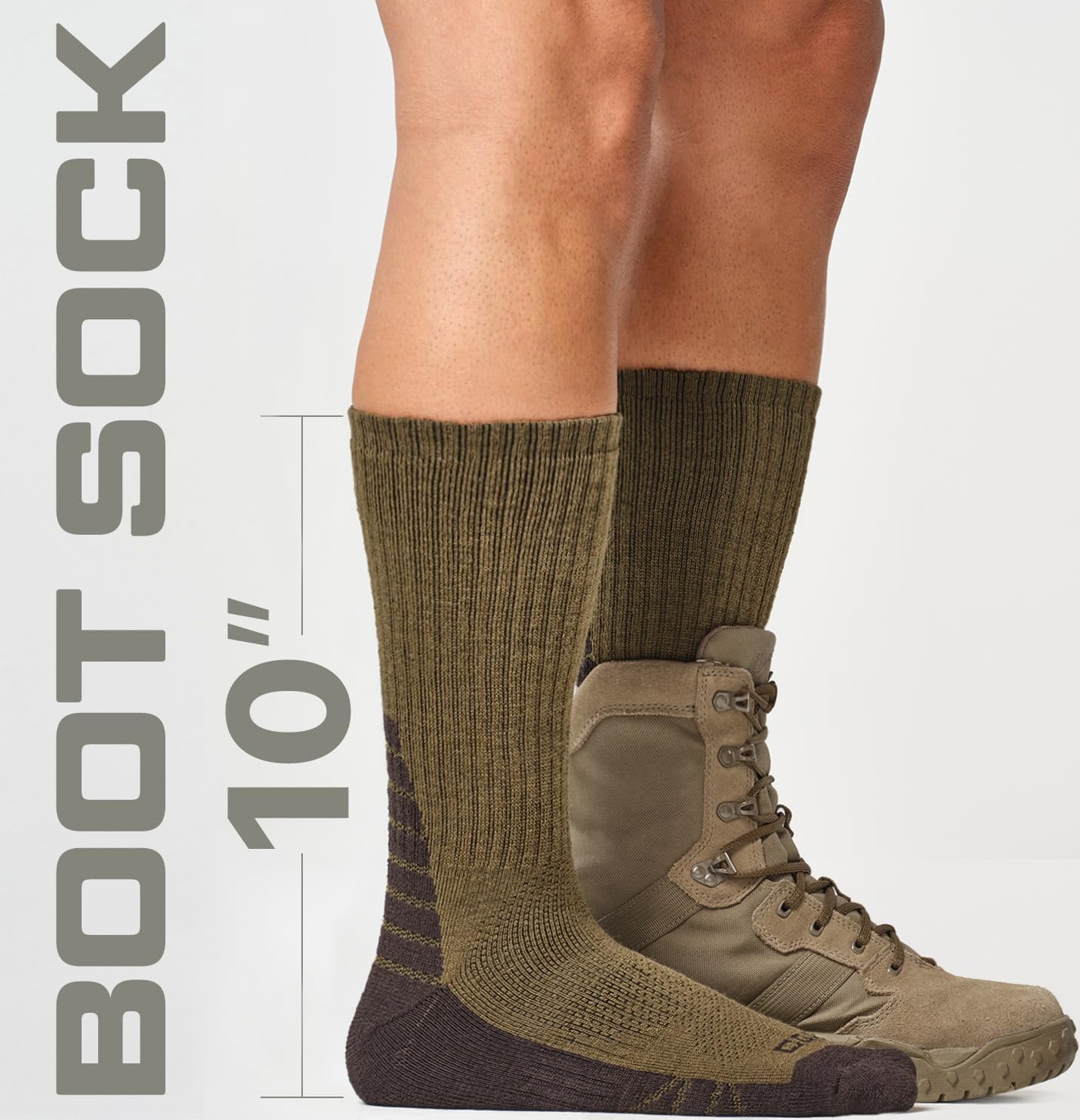 CQR 3 Pack Men and Women Wool Hiking Mid Calf Crew Socks, Moisture Wicking Breathable Outdoor Tactical Cushion boot Socks