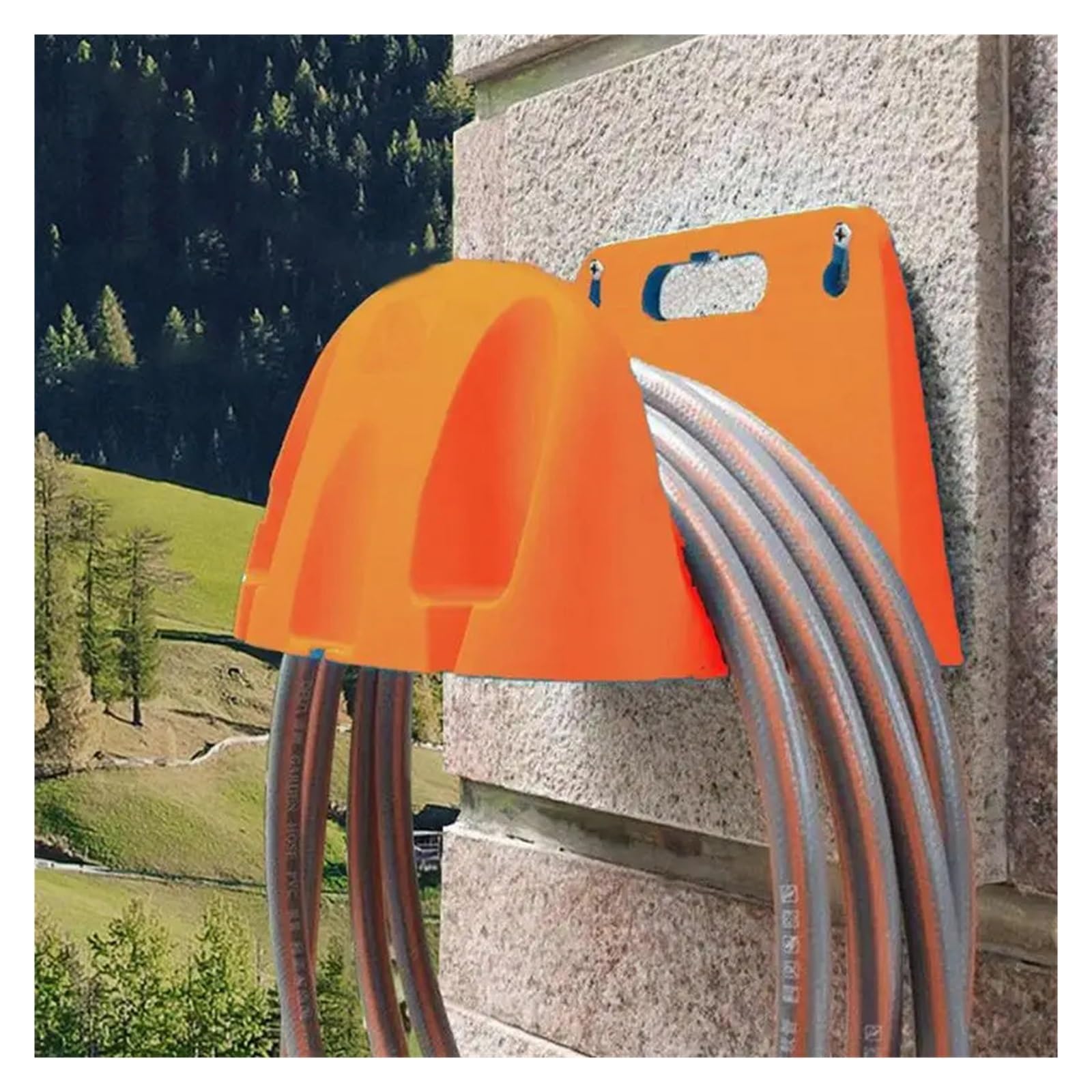 Soporte Manguera Jardin Ganchos y carretes de Almacenamiento for Manguera jardín, Colgador Agua, Soportes for tuberías agrícolas, Grifo Pared(Orange)