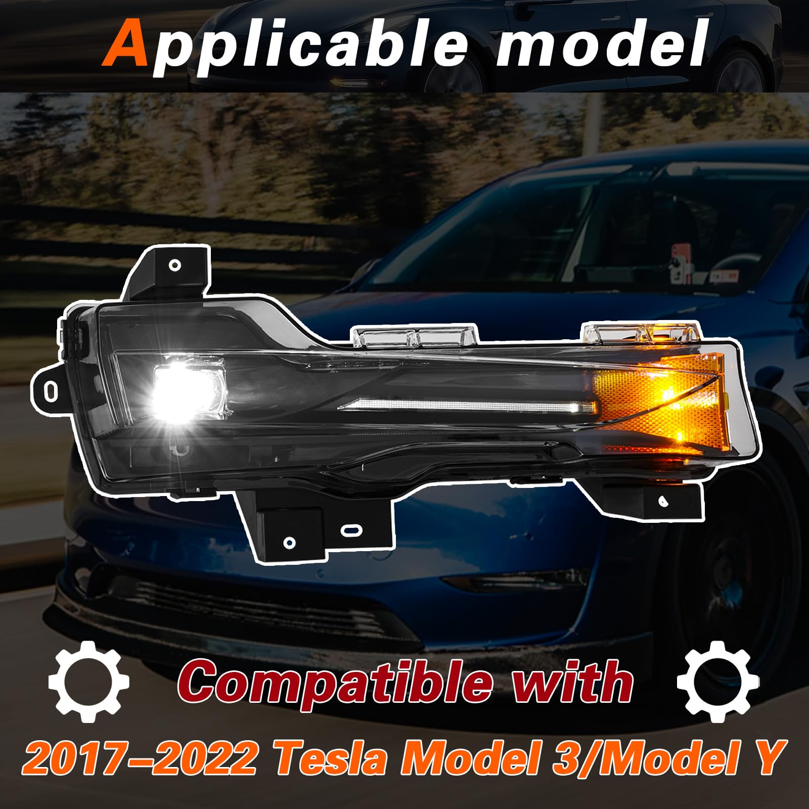 Amazon | TODO LED フォグライトアセンブリ 2017-2022 Tesla Model 3