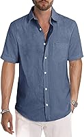 Vista 162 de JMIERR Camisas de vestir a rayas con botones y manga corta para hombre