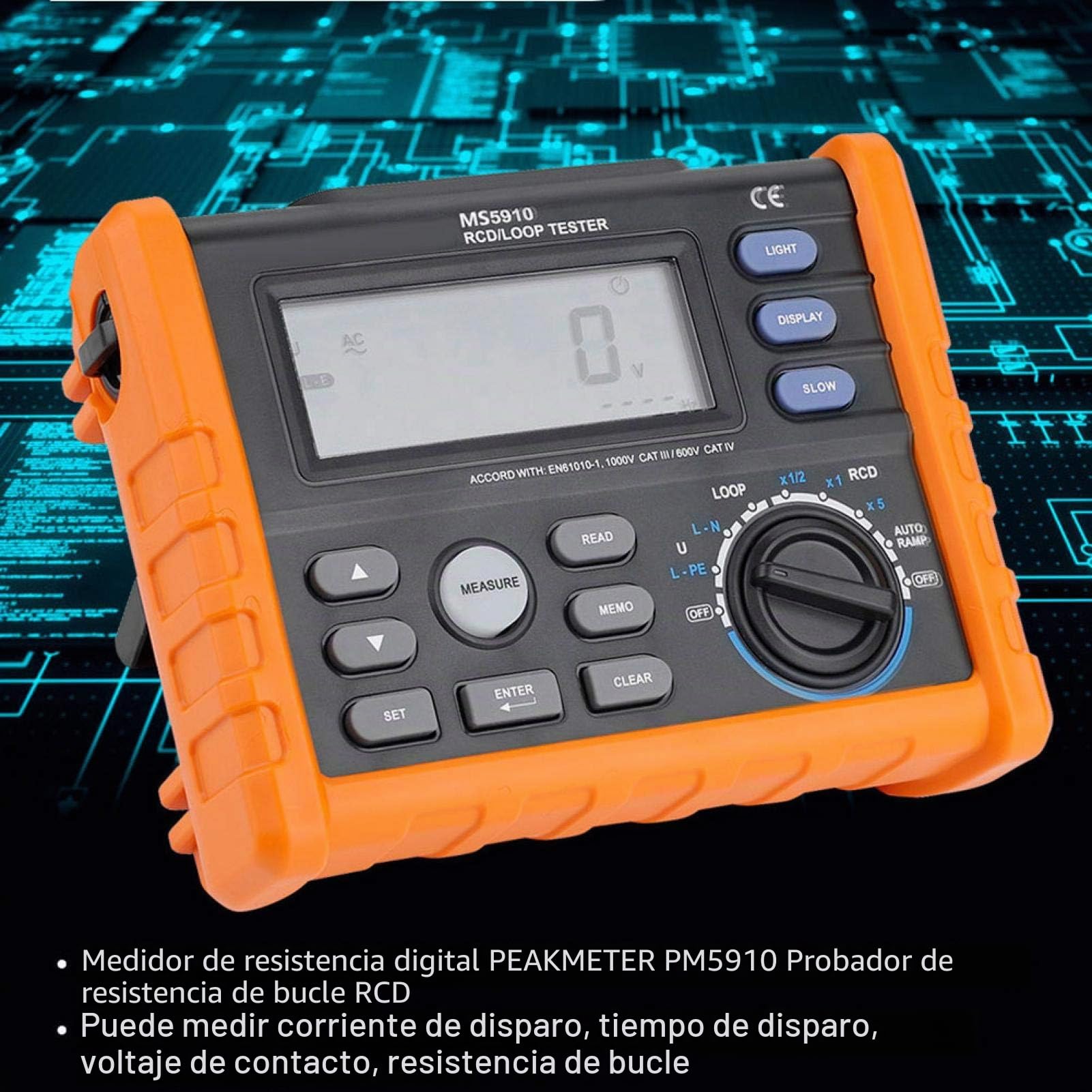 Probador RCD Medidor de resistencia digital PM5910 Probador de resistencia de bucle Probador de interruptor de fugas del mult¨ªmetro