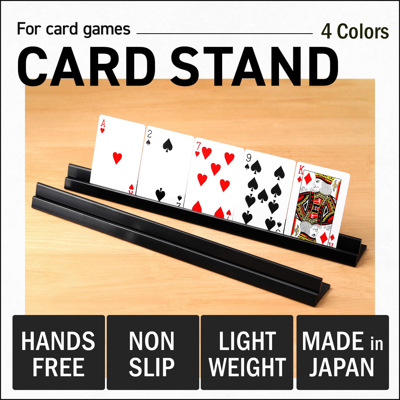 olnamo Hands Free Card Holder Stand, Non-Slip, 4 pieces, 13.4 Inches (34 cm), Made in Japan, for Card Games Lightweight, TCG, (White) - Image 3
