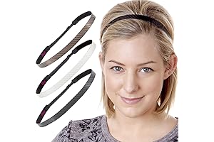 Hipsy Women's Plus-Size Adjustable Non-Slip Tech Sport Headbands (Pack of 3)
