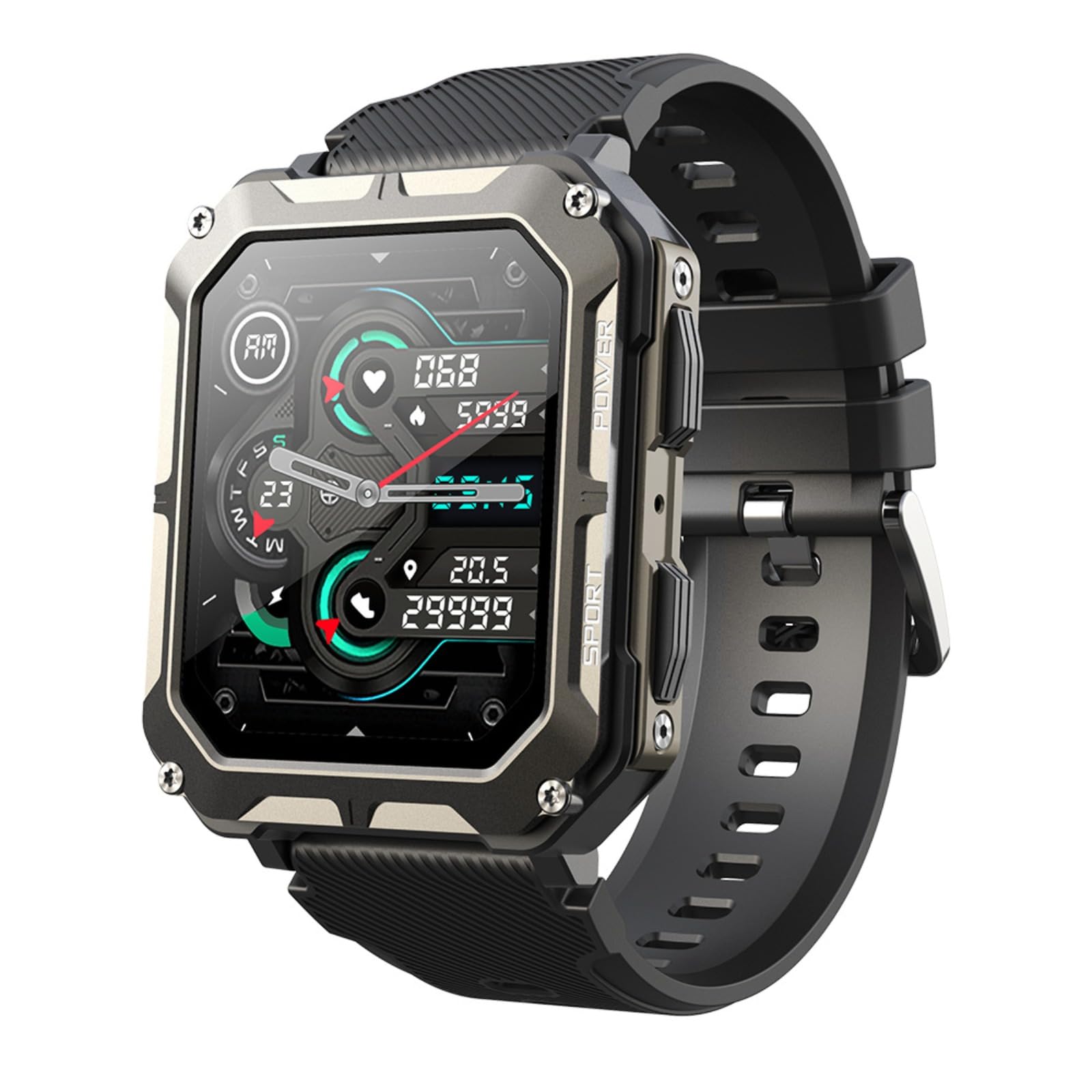 Thor Original Smartwatch, Extrem Stabil Wasserdicht Akku Stark Fitness Herzfrequenz für Alltag Outdoor Sport (Schwarz)