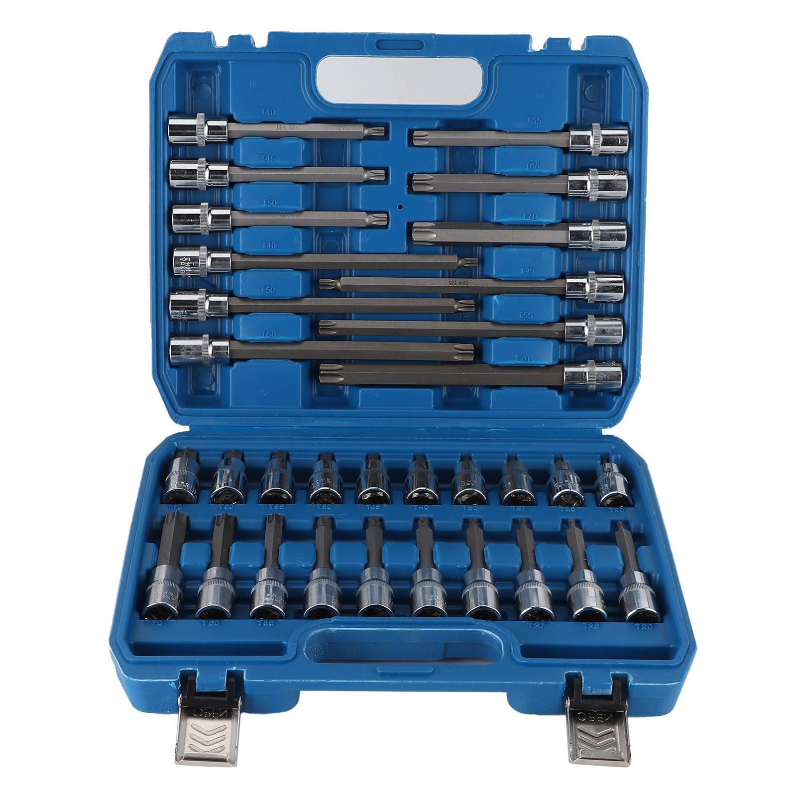 Brocas Hexagonales de 32 Piezas, Acero Al Cromo Vanadio con Accionamiento Cuadrado de 1/2 Pulgada, con Caja de Herramientas, para Reparación de Automóviles y Uso Doméstico