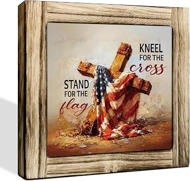 Independence Day Gift, Patriotic Decor-Faith Love Freedom Sign, 4th of July Decorations, Independence Day Decorations, Rustic Farmhouse Wood Decor Sign for Home, Office, Table, Shelf
