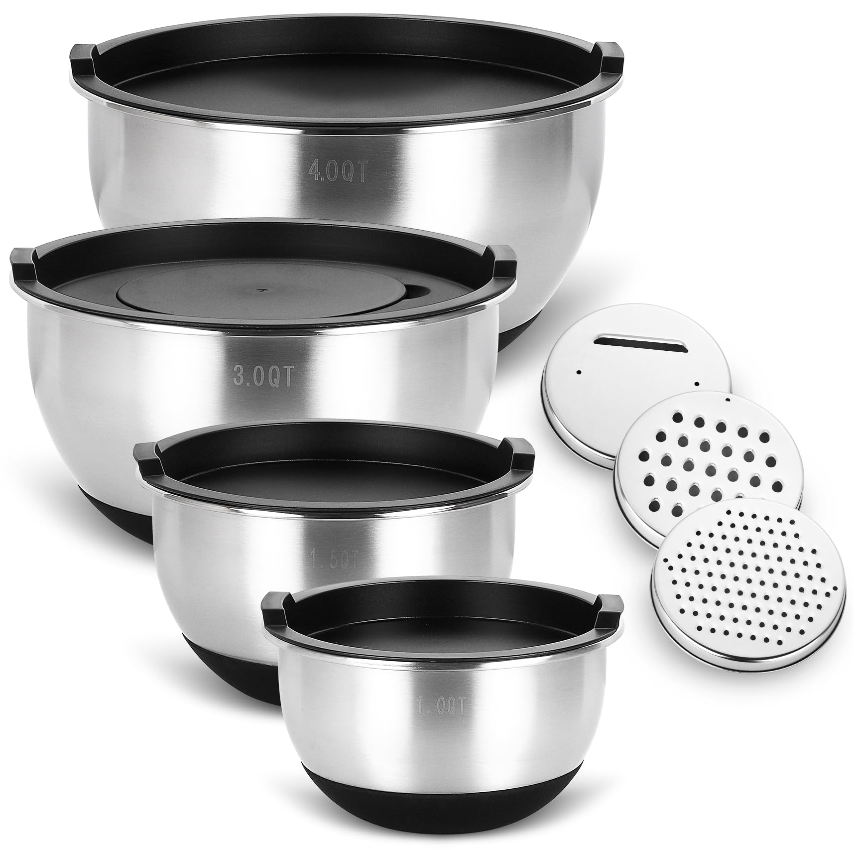 Bastwe Edelstahl Schüssel Set, 7-teilig Salatschüssel mit Deckel