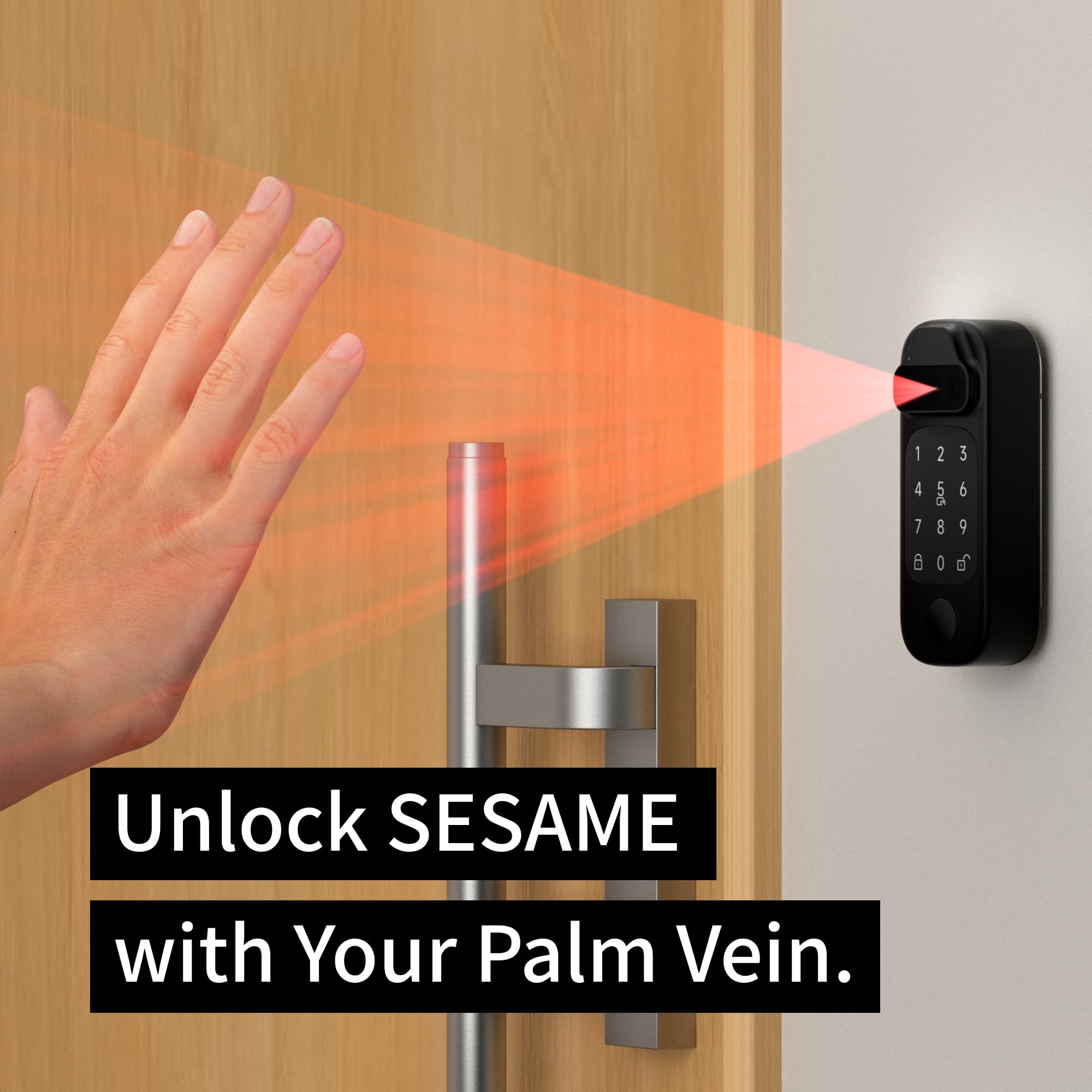Sesame Face Pro, Smart Lock, SmartLock, Riconoscimento biometrico di viso e palmo, Passcord, impronta digitale, scheda NFC, serratura Bluetooth Keyless per porta d'ingresso, casa, Airbnb, casa vacanze