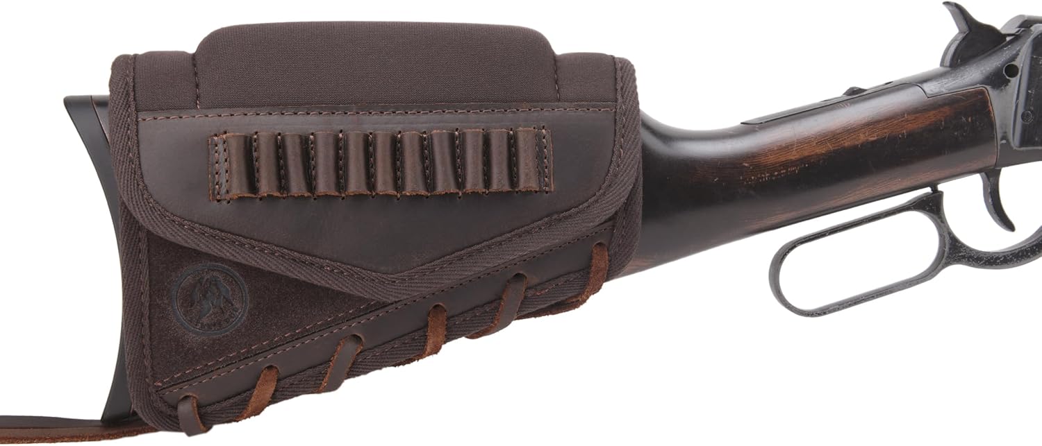 Tas Trost Leather Buttstock Cartridge Holder Cheek Recoil Pad Rifle Stock Cover for.308 Winchester, .45-70 .30-30 .22LR
