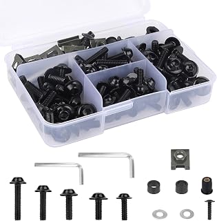 177pcs Motorcycle Fairing Bolt Kit, M5 M6 Windscreen Nuts Screws Wrench Washers Mounting Kits Fairing Windshield Bolts Moto Accessory for Sport Bikes