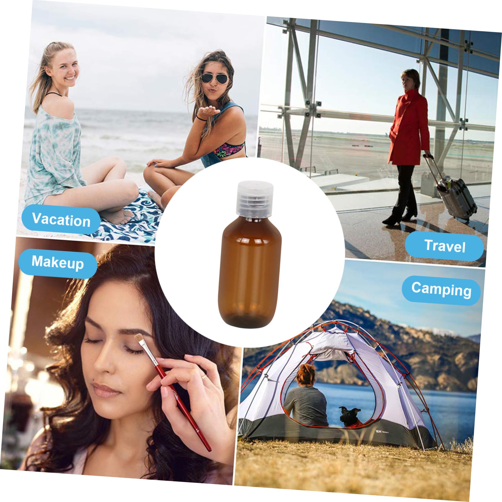 minkissy 32piezas Botellas De Maquillaje De Viaje Rellenables para Cosméticos y Lociones Contenedores Prácticos y Portátiles para Viajes y Transparente