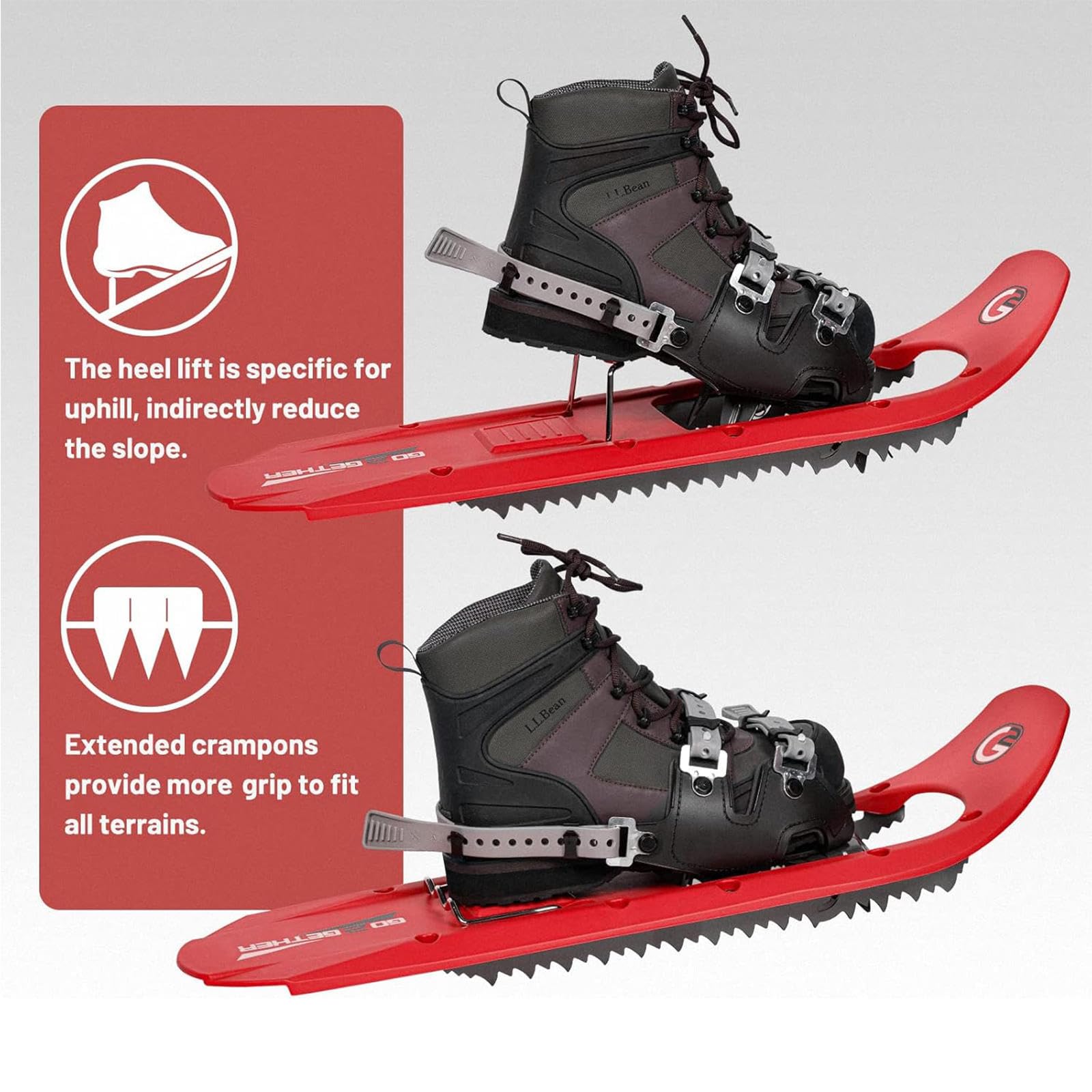 Set Racchette da Neve per Terreni Leggeri, Racchette da Neve Regolabili Antiscivolo, Scarpe da Trekking sulla Neve per Esterni, Barra Girevole Flessibile per Donne Uomini Giovani,30inch