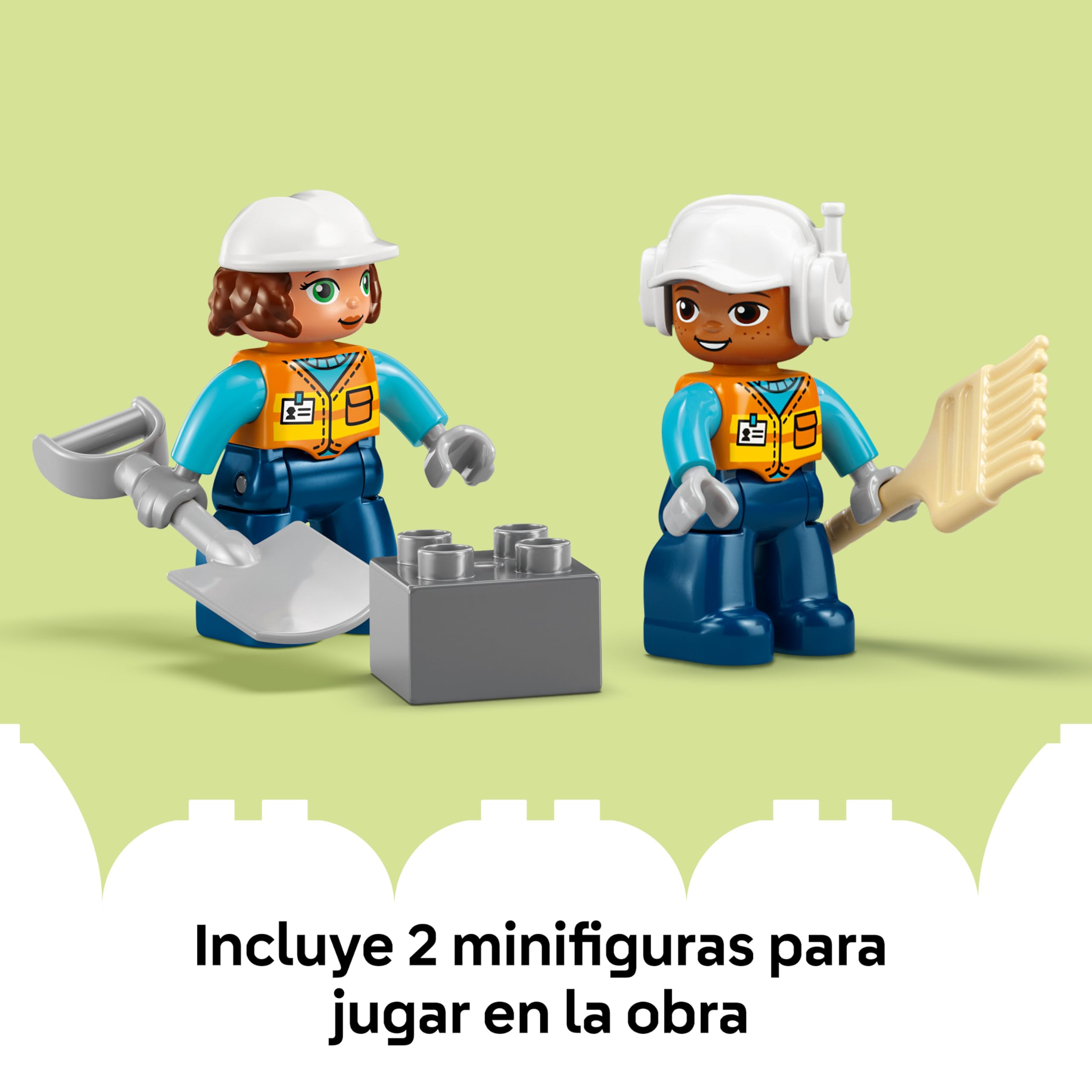 LEGO Duplo Obra y Vehículos de Construcción “3 en 1” - Juego Educativo para la Motricidad Fina - Camiones, Grúas, Excavadoras y Hormigoneras de Juguete - Regalo para Niños y Niñas de 3+ Años - 10476