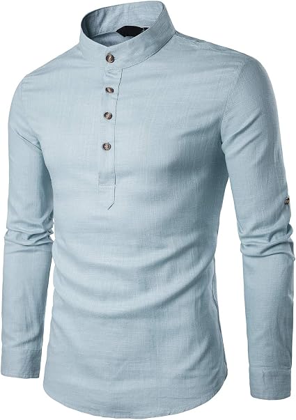 JELLYB Men Henley Shirt Slim Fit Solid 