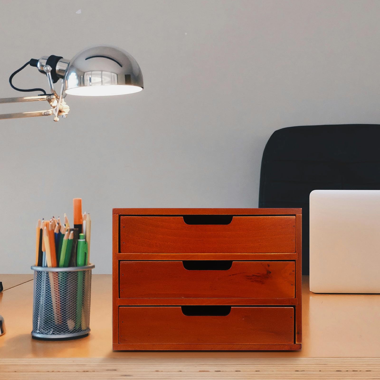 Homoyoyo Mehrschichtiger Holz Aufbewahrungsschrank mit 3 Schubladen Großer Kapazität und Multifunktional für Büro und Schlafzimmer Braune Schreibtisch Organizer Kasten