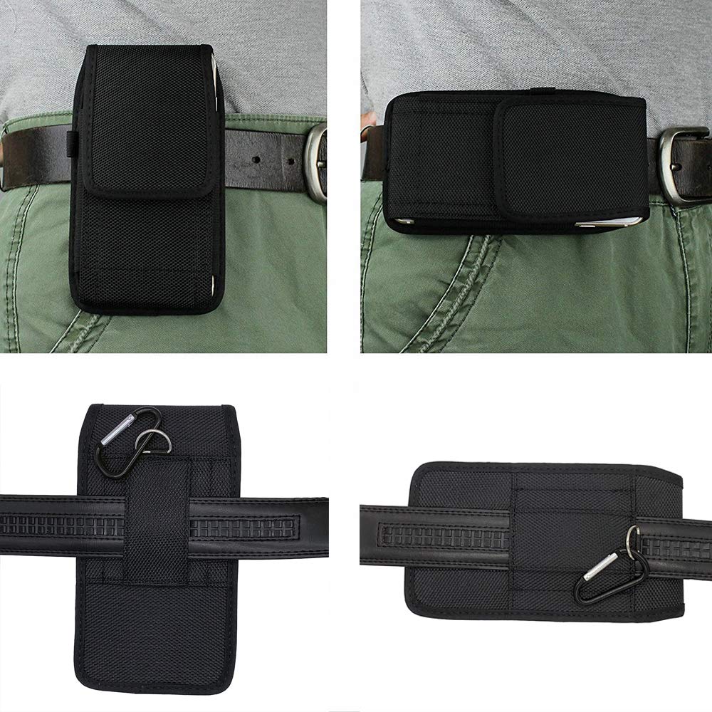 1 Pc Étui De Ceinture Multifonctionnel Pour Smartphone, Grande Pochette Tactique En Tissu Oxford, Holster De Téléphone Sécurisé Pour Randonnée, Camping, Vélo, Taille 18x10x2.5cm, Noir
