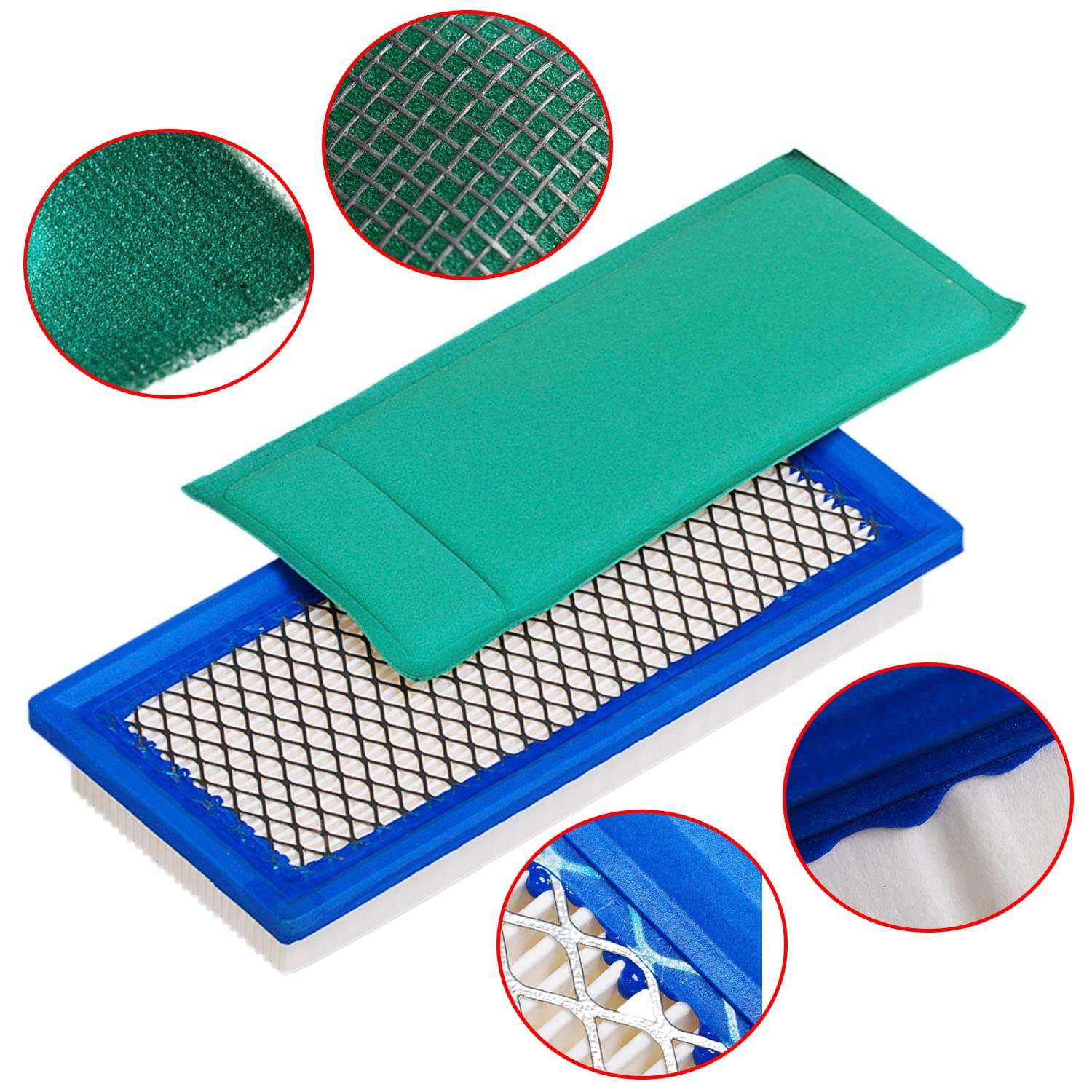 HIFROM 710266 Flat Air Filter Cartridge Cleaner 710268 Pre-Filter with Fuel Filter Spark Plug Kit Compatible with 0710266 185400 235400-245400 fit 9-15 HP Single Cylinder Vanguard Engines