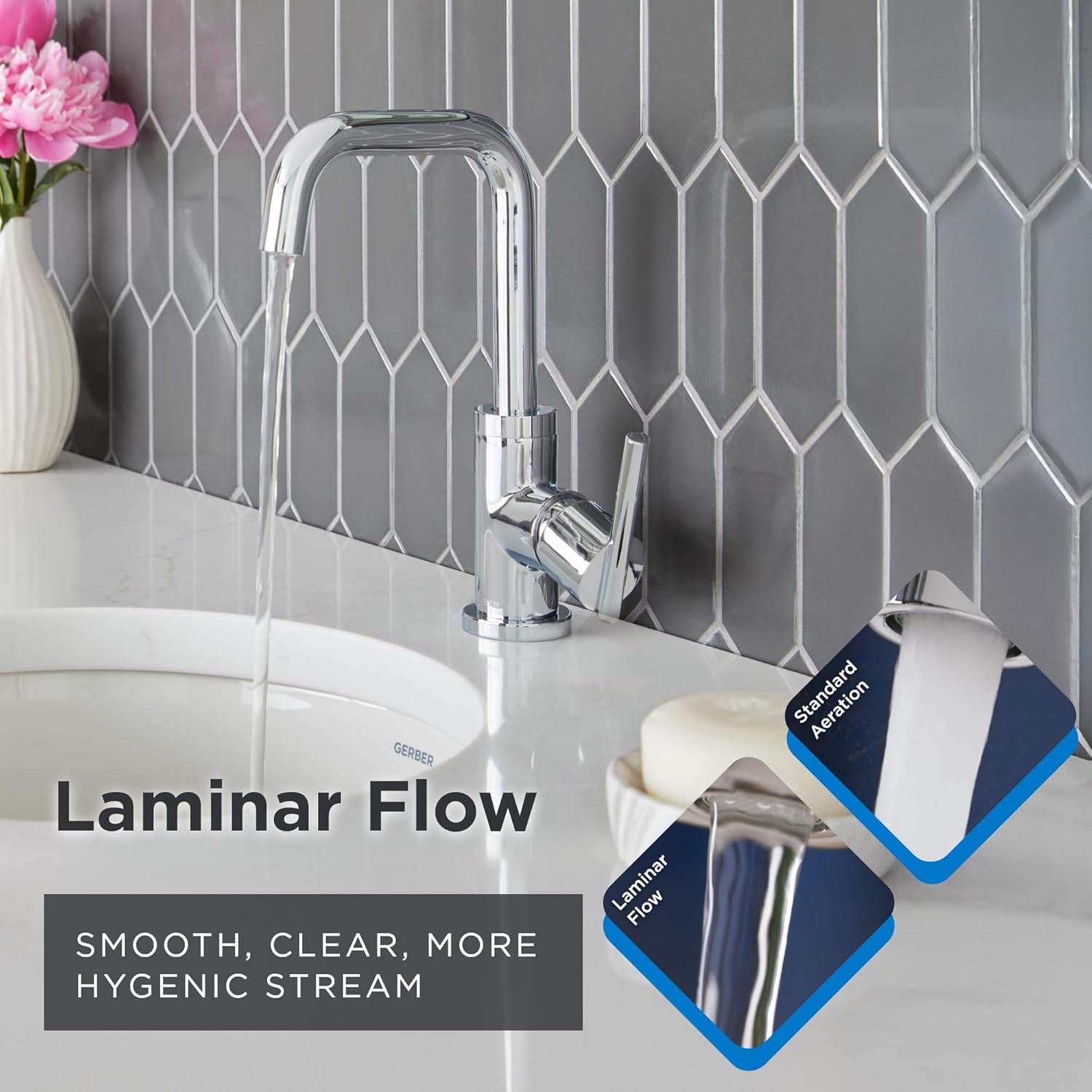 Parma Chrome Bathroom Sink Faucet - Single-Handle Side Lever Faucet for Bathroom Sink, Single-Hole Installation, Durable Brass Construction with Metal Touch-Down Drain