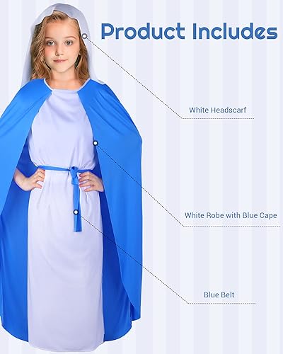 Miniatura 2 de Disfraces bíblicos para niñas, disfraz de la Virgen de la Natividad, disfraz azul cristiano de Santa María para Halloween Cosplay