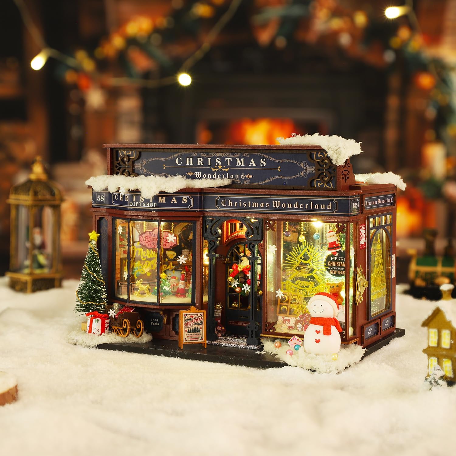 Roroom DIY Miniature and Furniture Dollhouse Kit,Mini 3D Wooden Doll House Craft Model with Dust Proof Cover and Music Movement,Creative Room Idea for Christmas Birthday Gift(ET001)