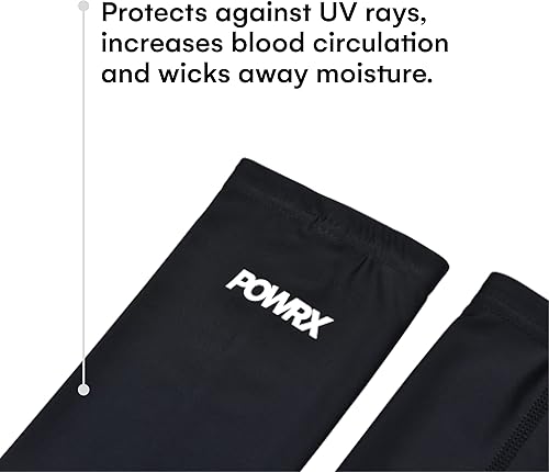 Miniatura 6 de POWRX Manga de compresión para hombres y mujeres, mangas deportivas refrescantes, lavables, para béisbol, fútbol, baloncesto