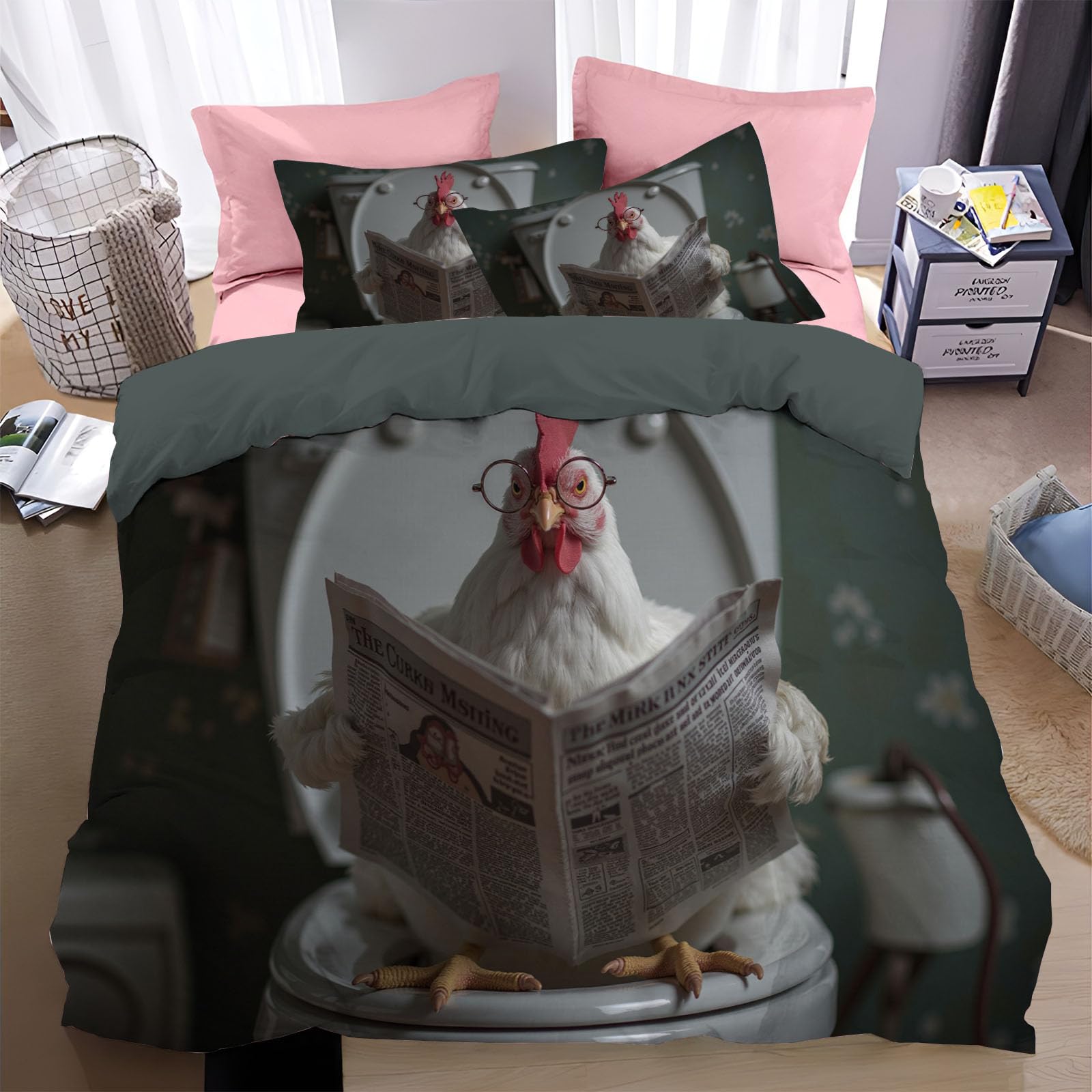 Ensemble literie 240x260cm anti-couette qui glisse avec parure de lit animaux
