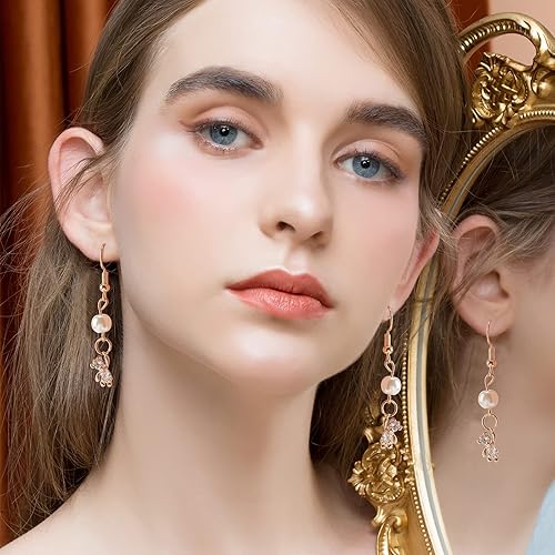 Miniatura 7 de CHGCRAFT 12 dijes de oso chapados en oro de 18 quilates, latón con micro pavimento, circonita cúbica transparente con lazo para joyería, collares,