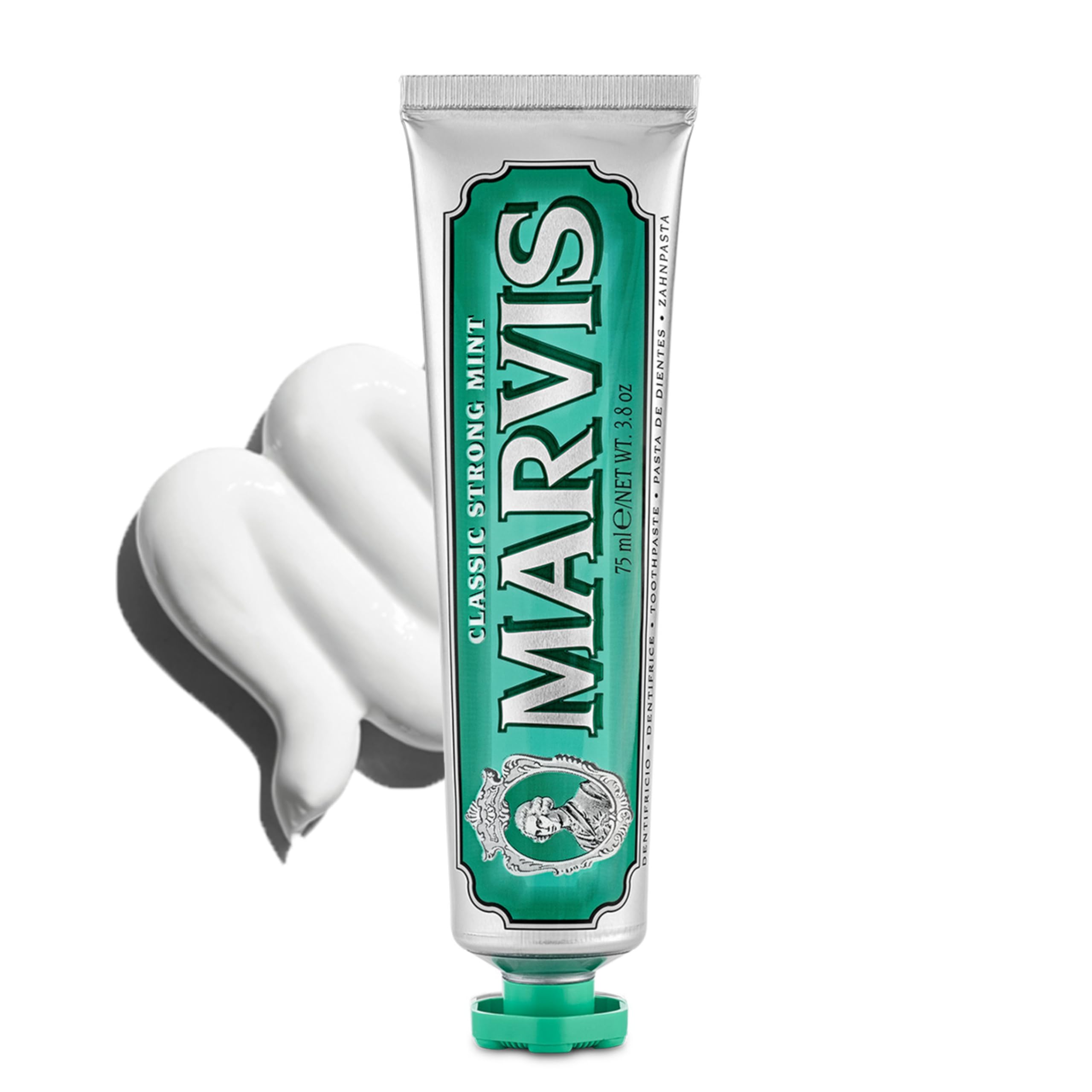 Marvis Classic Strong Mint Toothpaste, Refreshing Peppermint Flavor, Oral Care, Made in Italy, 3.7 oz (75 ml)