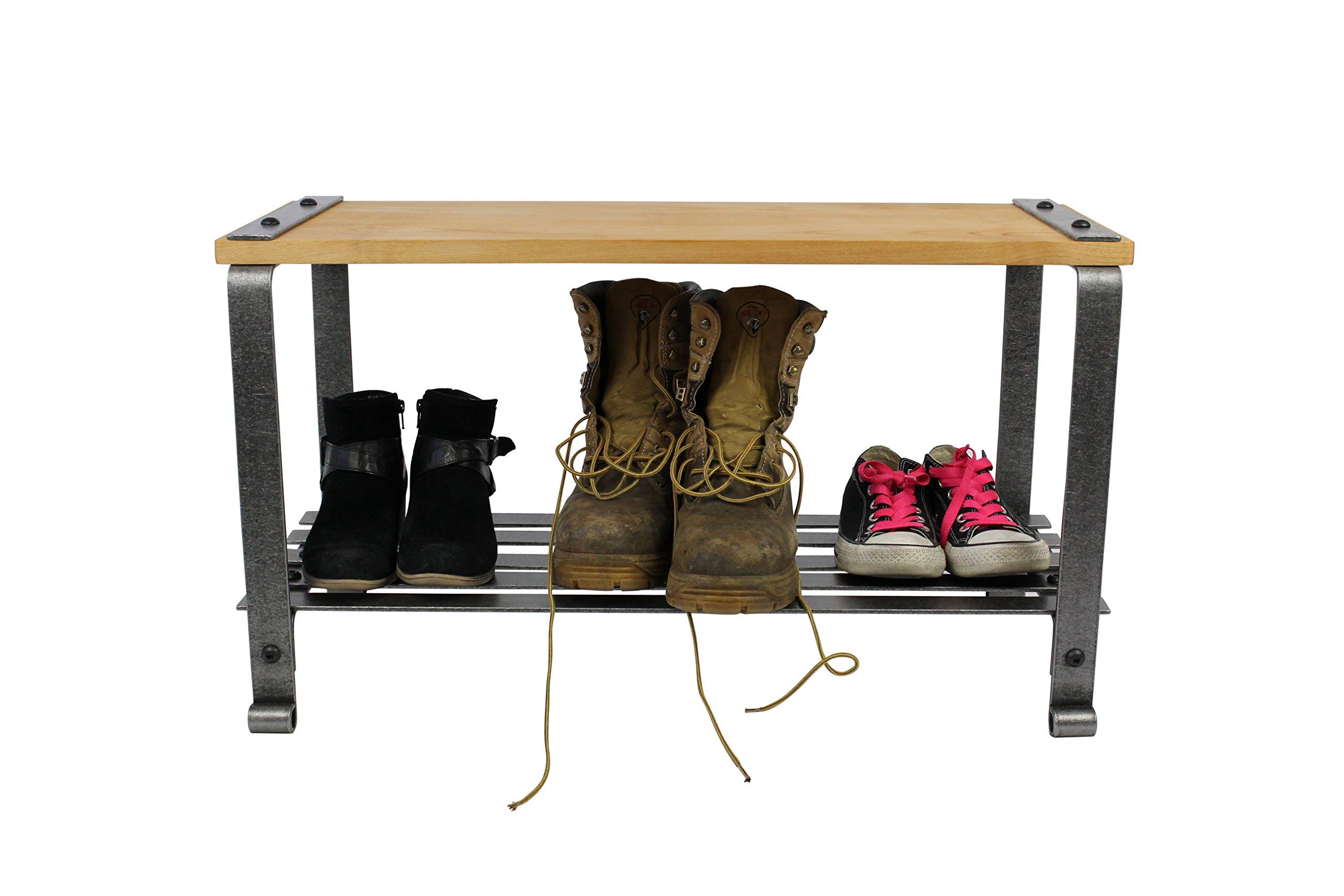 Enclume Multi-Purpose Bench with Solid Alder Top, Hammered Steel