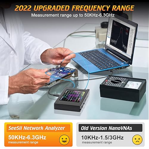 Miniatura 3 de Analizador de red vectorial NanoVNA de 50 kHz-6.3 GHz, analizador de antena Seesii de 4 pulgadas con ranura MicroSD, soporte de almacenamiento de