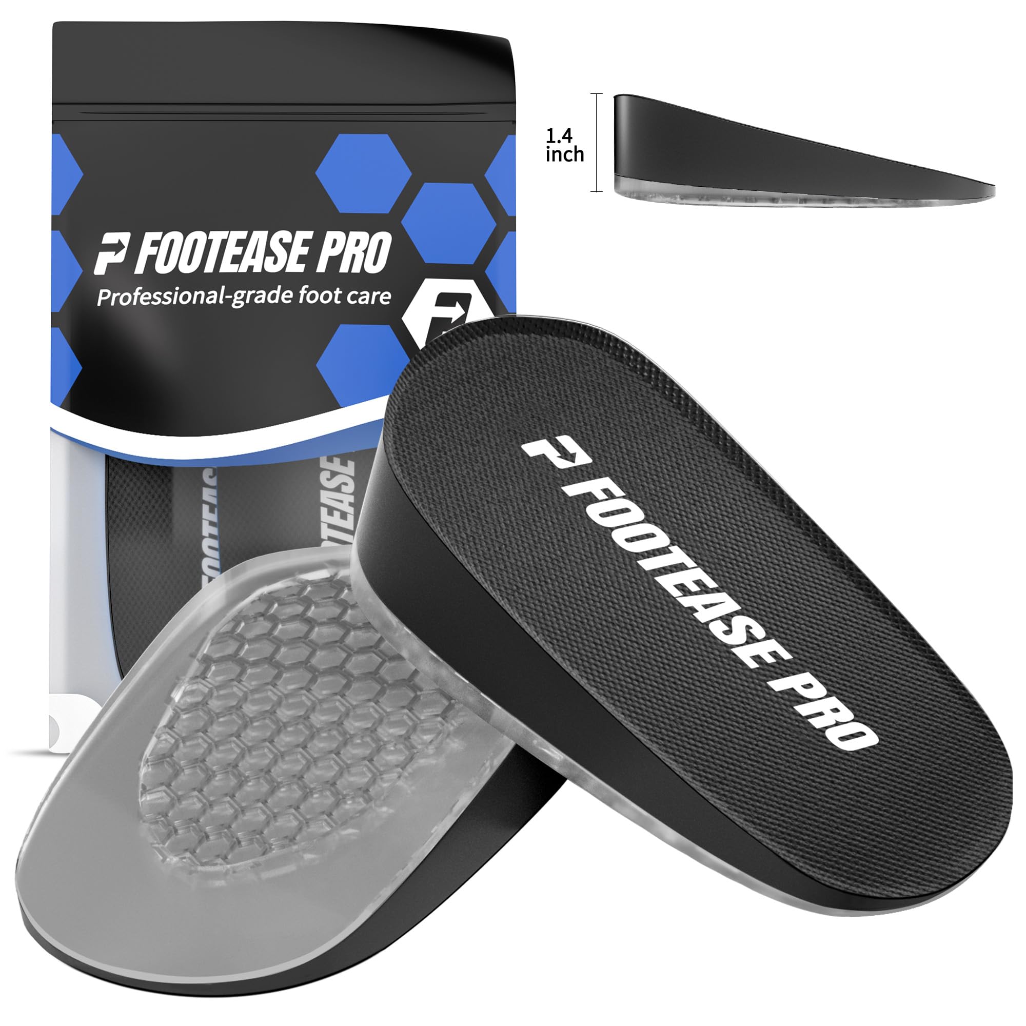 Height Increase Insoles, Orthopedic Heel Lifts Inserts for Men Women, Height Boosters, Shoe Lifts for Plantar Fasciitis, Leg Length Discrepancies, Size Large 1.4" (Women's 10-13 | Men's 9-14)