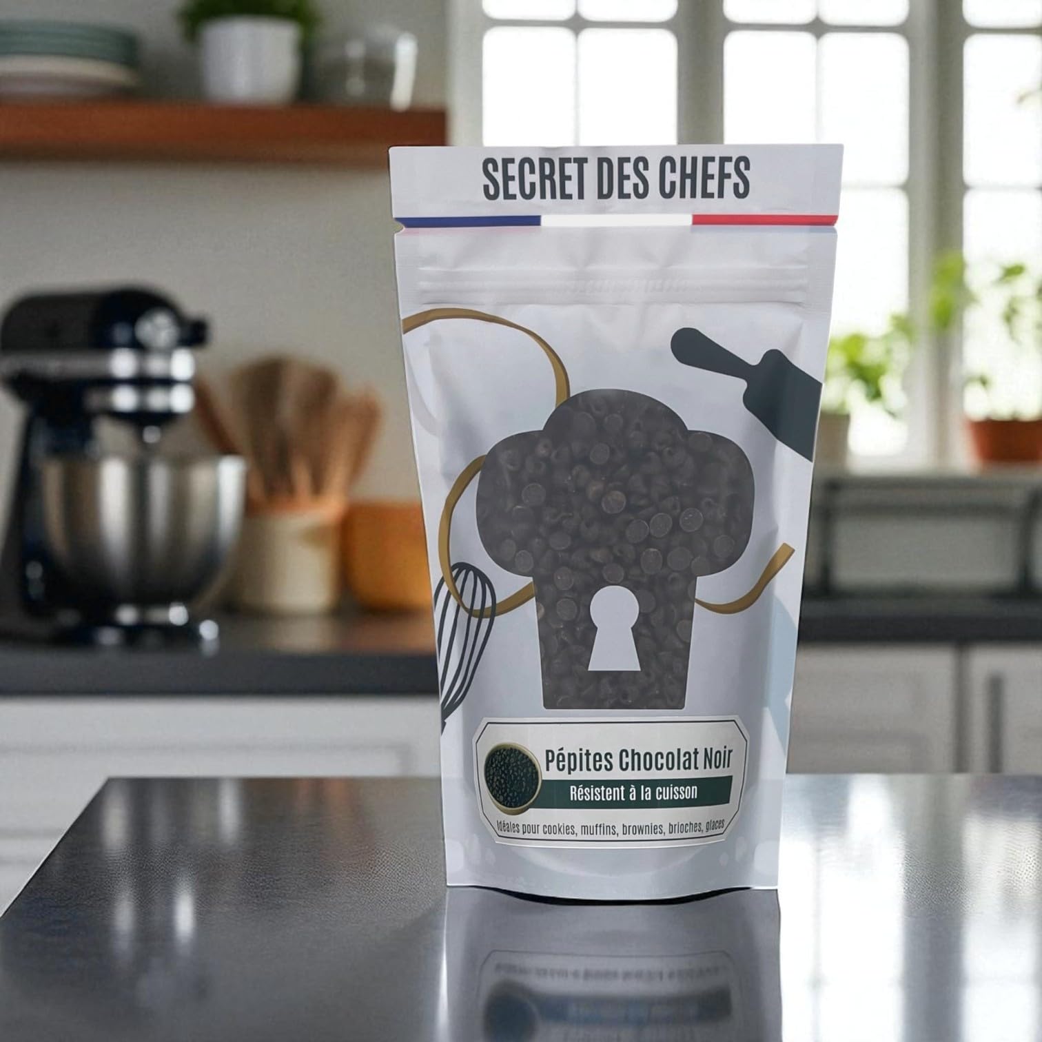 Secret des Chefs – Pépites Chocolat Noir 700g – Qualité Professionnelle – Pour Cookies, Muffins, Brownies, Brioches, Glaces, Pâtisseries