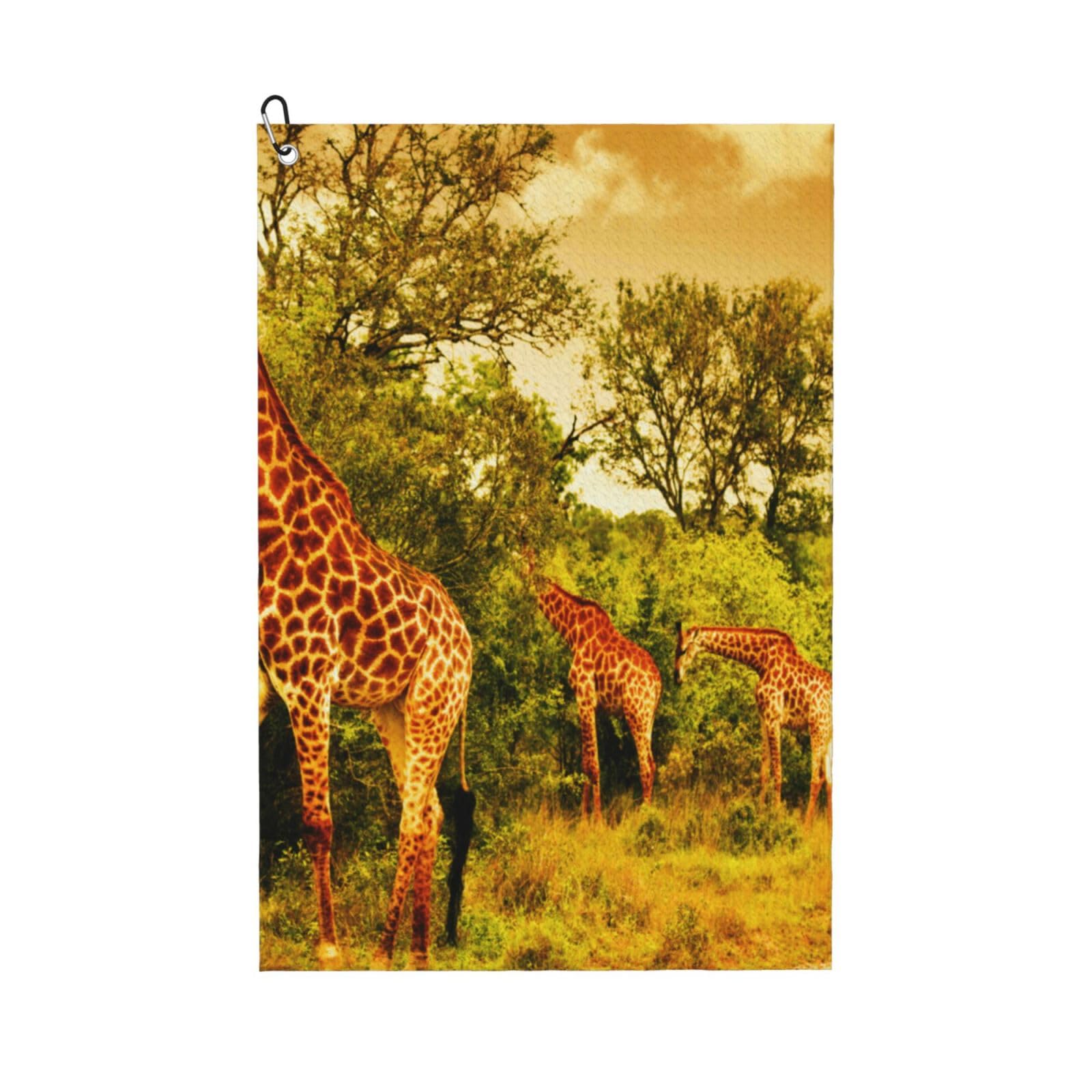 Hnnkloy Wild Giraffe, 16x24 in Portable Waffle Golf Towels with Carabiner Clip for Golf Bag