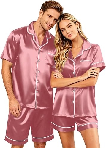 SamLng Matching Pajamas For Couples Pjs Sets Women Silk Set Couple Matching Paja