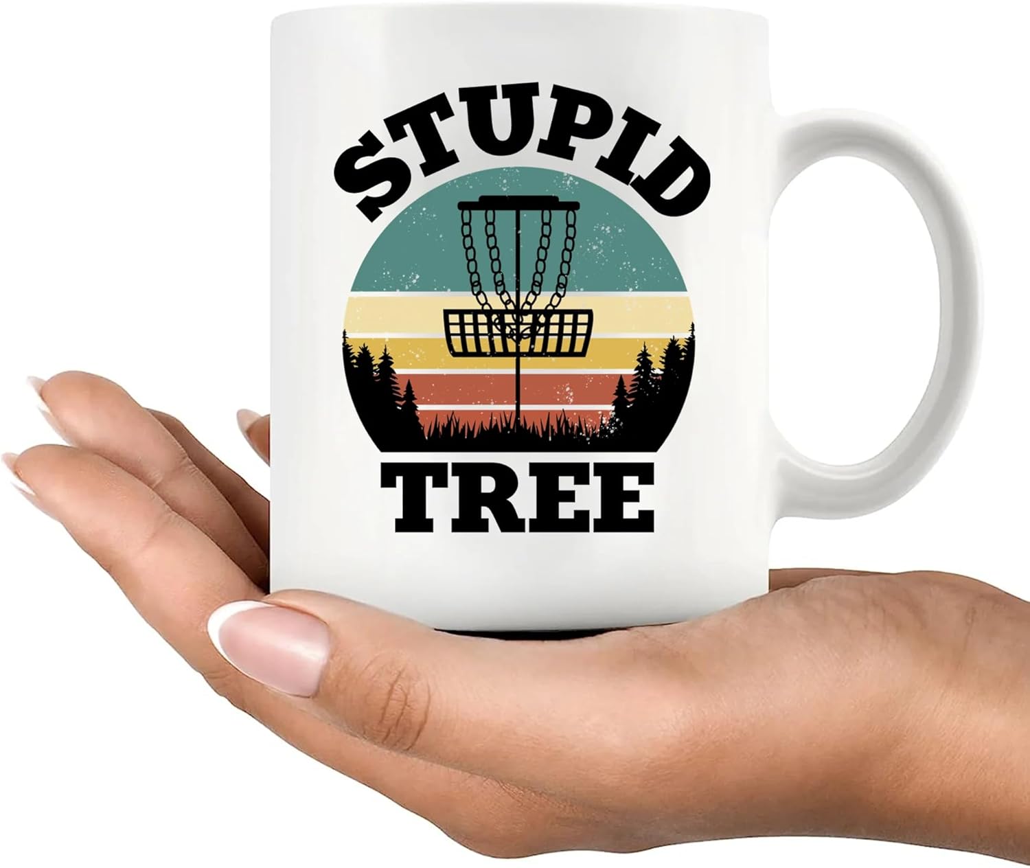 Panvola Stupid Tree Disc Golf Gifts Funny Disc Golf Player Gifts For Dad Mom Grandpa Grandma From Son Daughter Husband Wife Novelty Drinkware Ceramic Mug (White, 11 oz) - Image 8