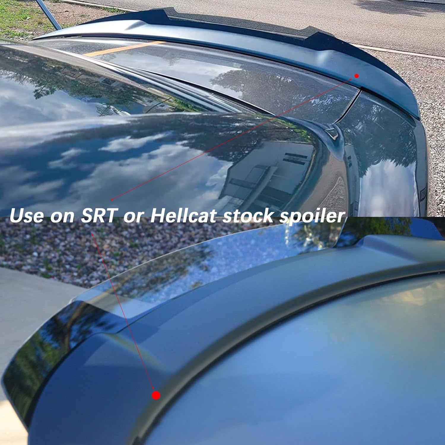 Venom Series V2 Style Rear Wickerbill Spoiler for Dodge Charger 2015-2023 SRT ScatPack Hellcat, 2 Pcs Add-on Type Wicker Bill Spoiler with RivNut Tool, Gloss Black
