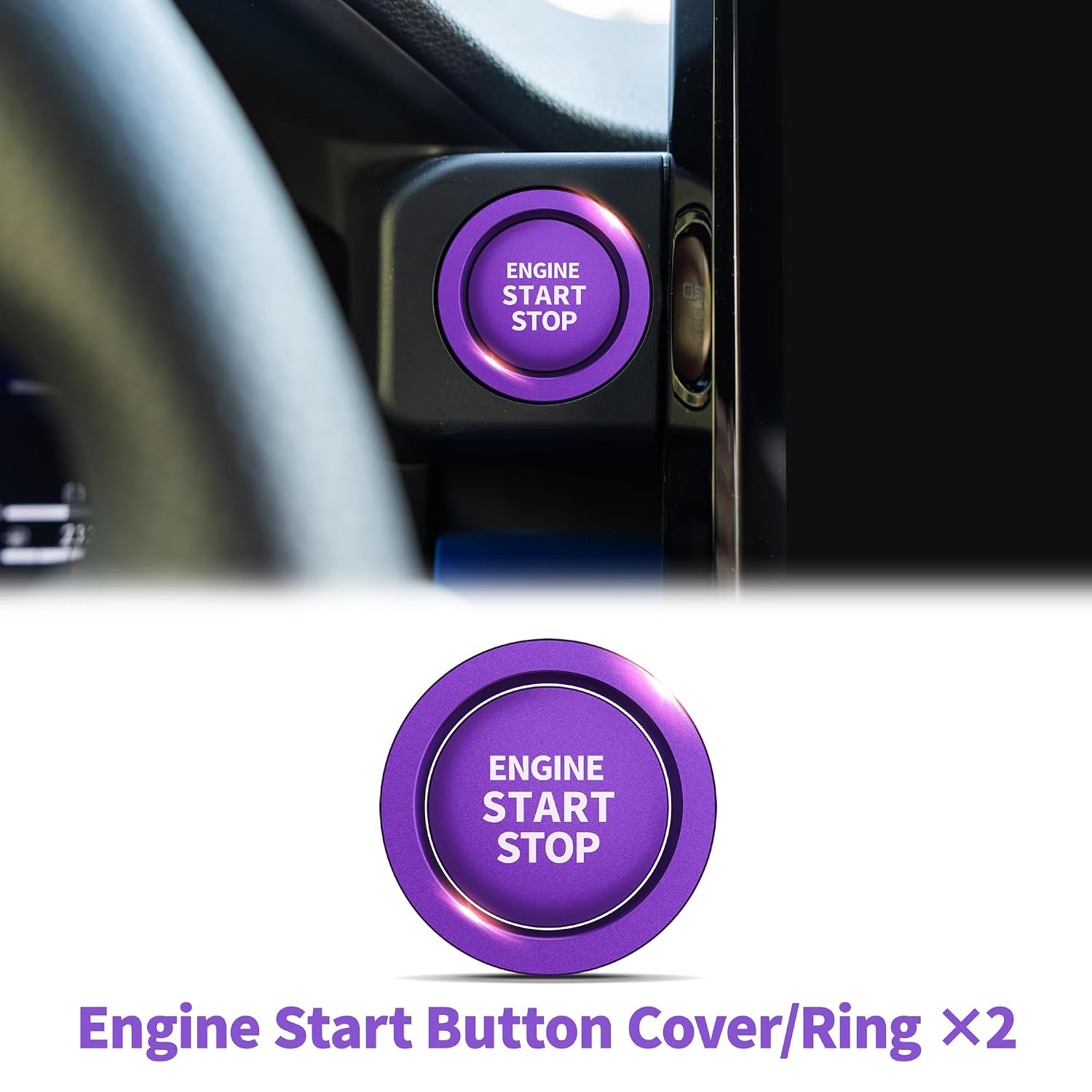 Polodunn for Toyota Tacoma 2024 2025 2026 & 4Runner 2025 2026 Accessories, 14-Inch Screen Aluminum Alloy Knob Cover Trim (Purple, 6-Piece Set) - Fits Push Start, AC, Volume & 4WD Gear Switch