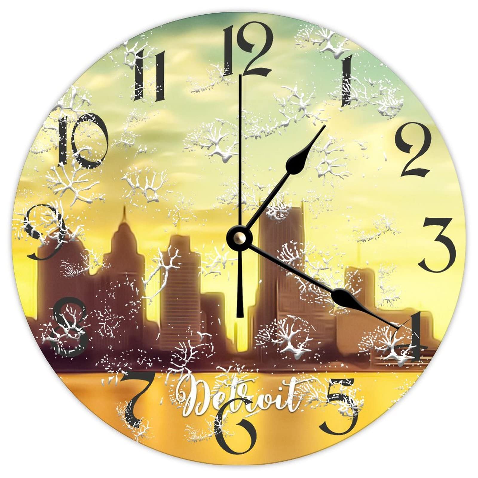 Horloge rétro silencieuse sans tic-tac Detroit City en bois 38cm