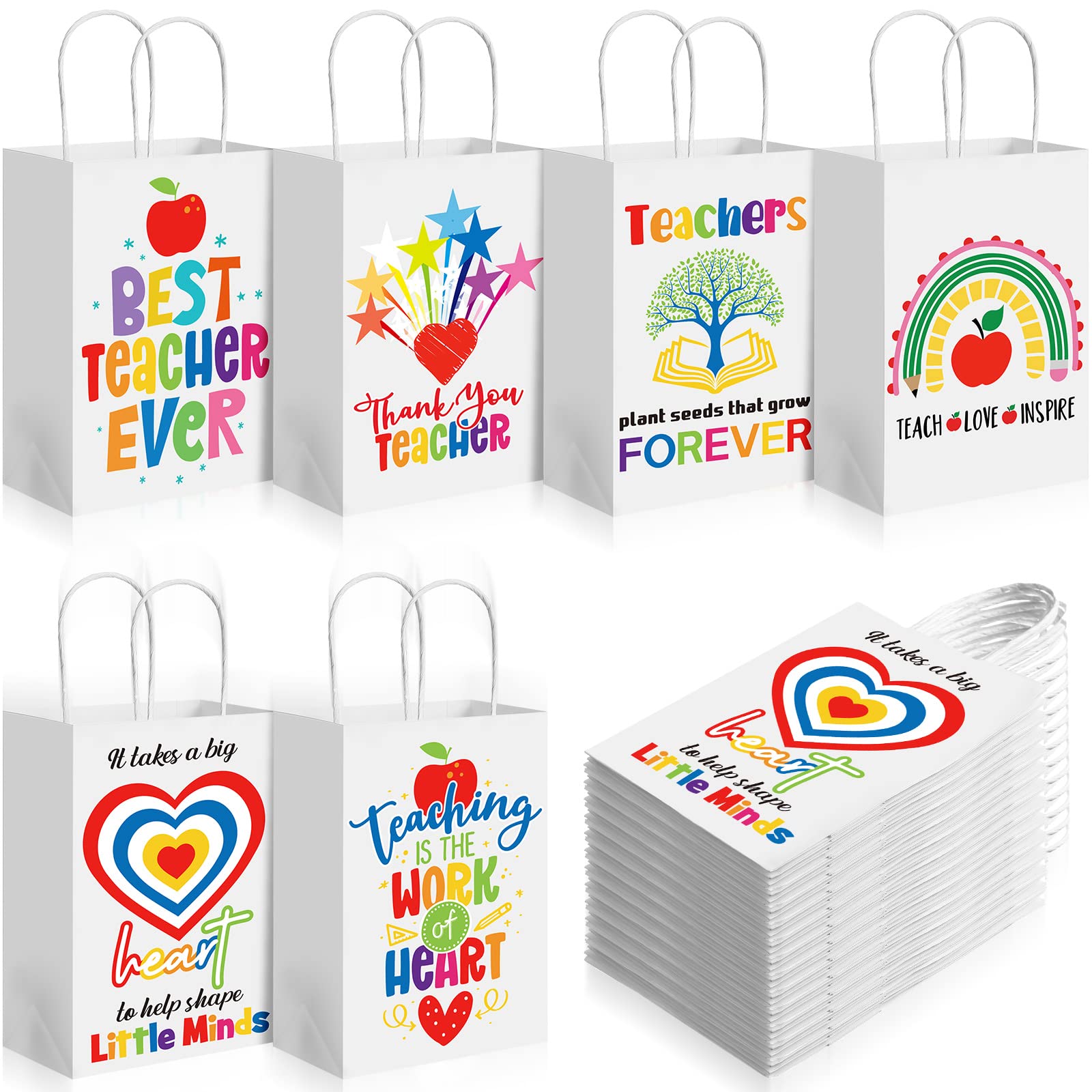 Amazon.com: Nuanchu 120 Pieces Teacher Appreciation Gift Bags with ...