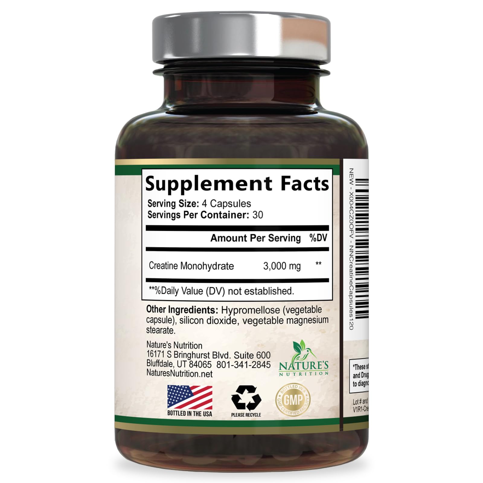 Creatine Monohydrate 3000mg Per Serving – Micronized Creatine Powder Capsules - Supports Lean Muscle, Strength, Energy, & Endurance - Nature's Supplement, Non-GMO, Bottled in USA - 120 Capsules — Amazon image 9