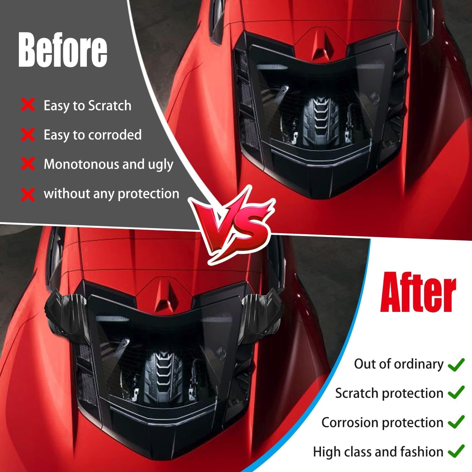 2Pcs Rear Quarter Intake Ports,Carbon Fiber Pattern Rear Hatch D-Pillar Quarter Air Intake Scoop Vents Exterior Accessories for Corvette C8 Stingray Z51 2020+ for C8 Z06 2023+/E-Ray 2024+