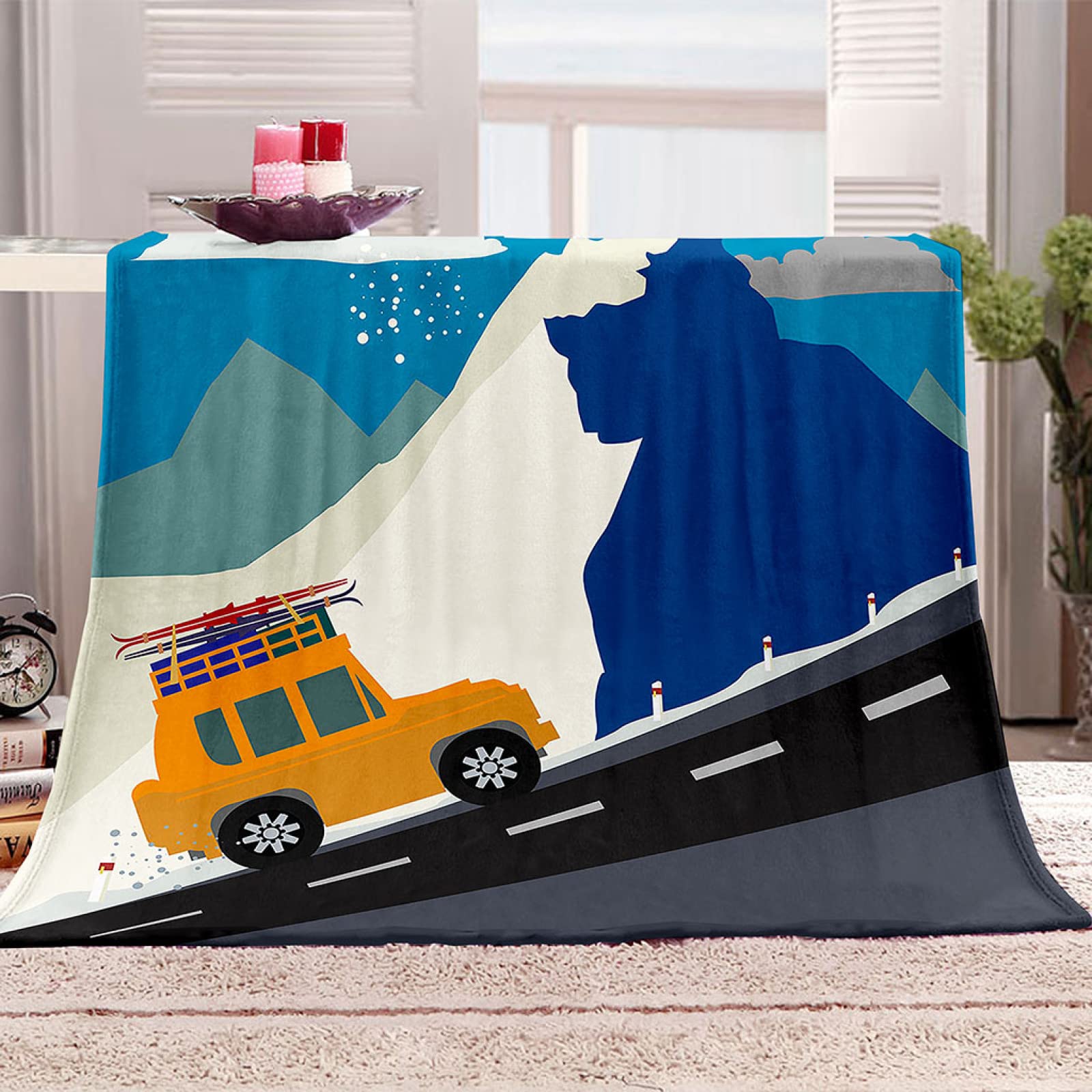 Couverture en flanelle voiture jaune VACSAX 140x200 cm plaid canapé imprimé 3D
