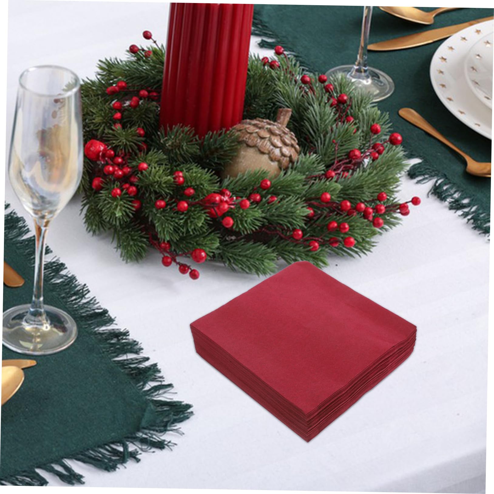 50 Pcs Servilletas de Papel Desechables de Pulpa de Madera para Bodas y Eventos, Textura Suave y Reciclables