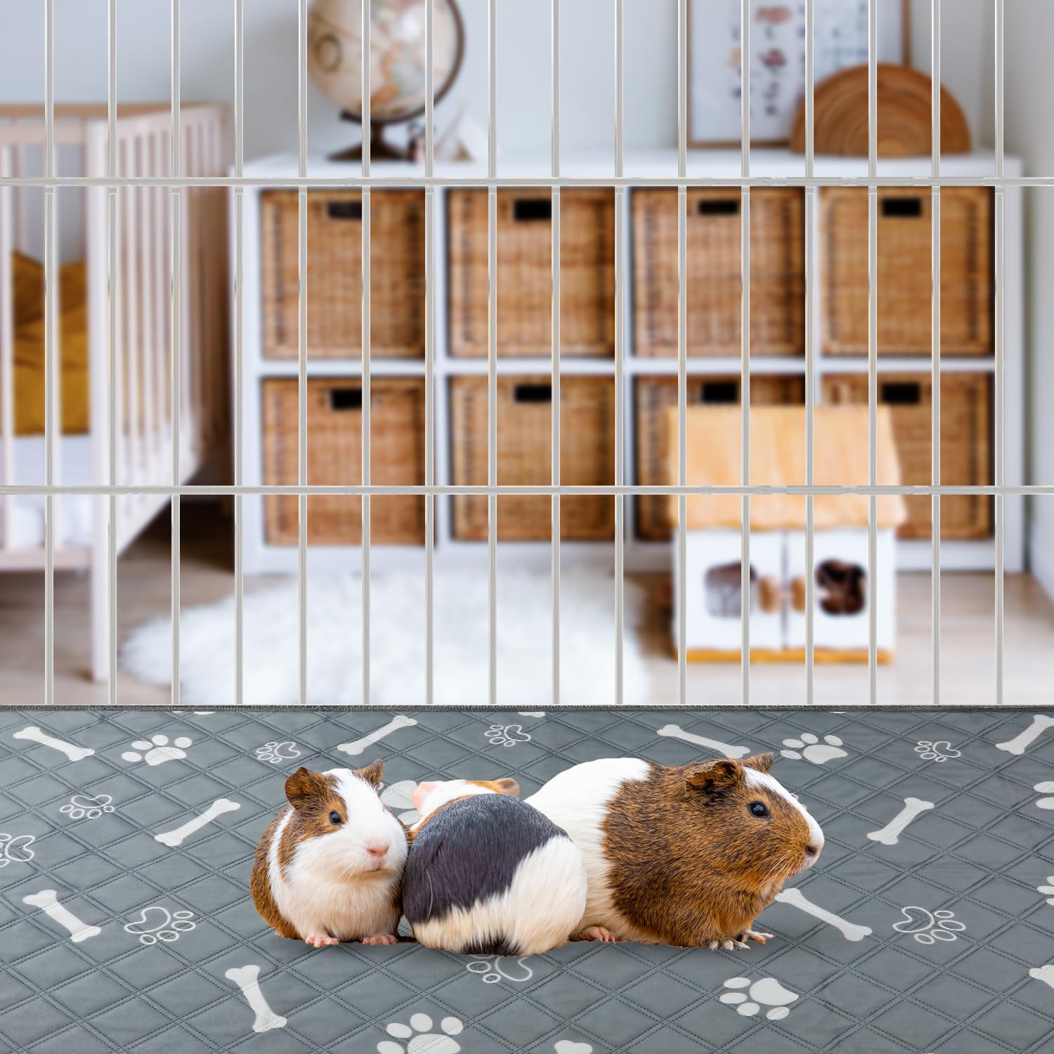 2x Waschbare Meerschweinchen Einstreu, 120x60 Cm – Saugstark, Wasserdicht, Für Käfig & Boden