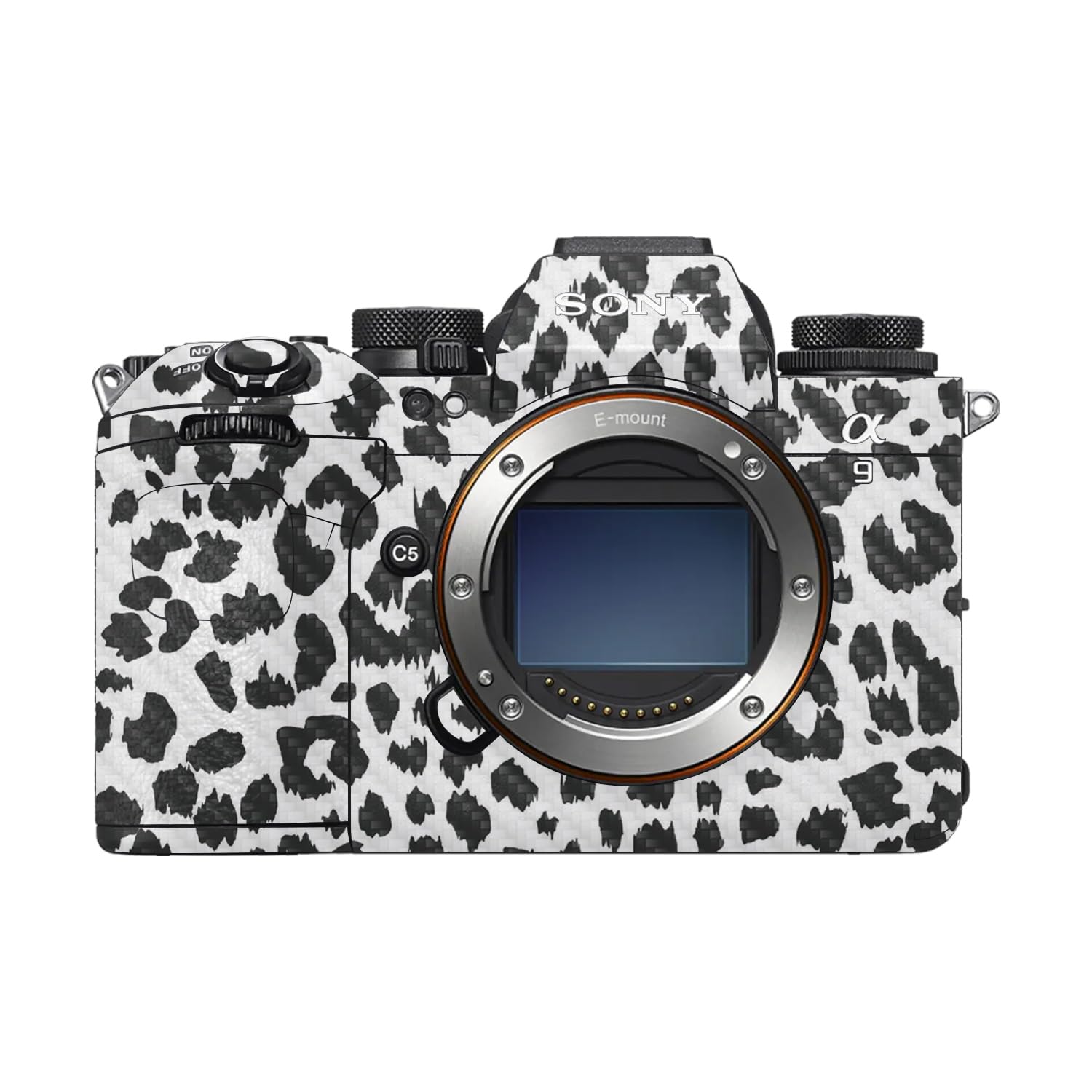Carbon Fiber Camera Skin Compatible with Sony Alpha 9 III (2024) - Snow Leopard Print - Premium 3M Vinyl Protective Wrap Decal Cover - Easy to Apply | Crafted in the USA by MightySkins